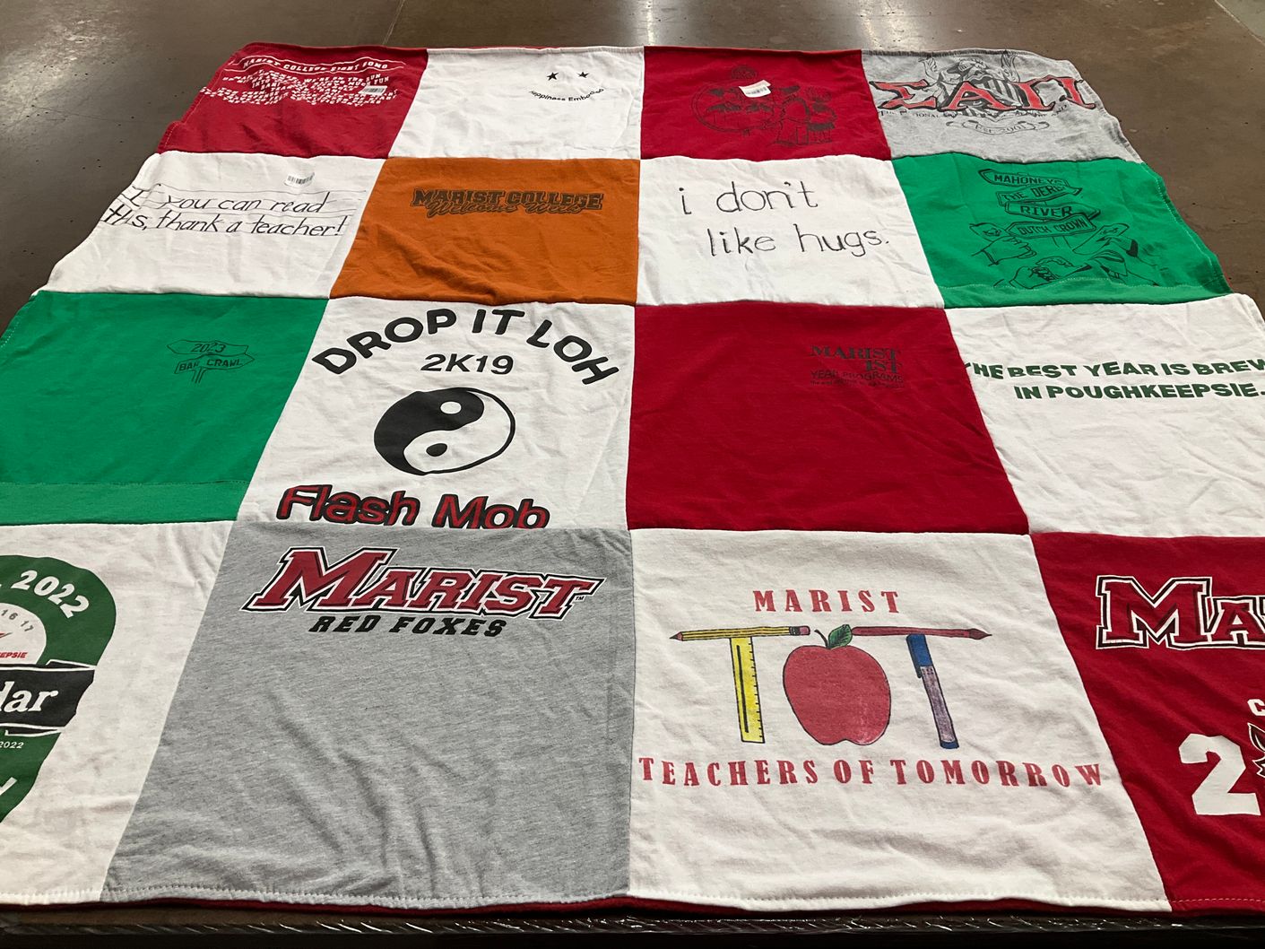 T-shirt quilt featuring marist red foxes by julia from NY