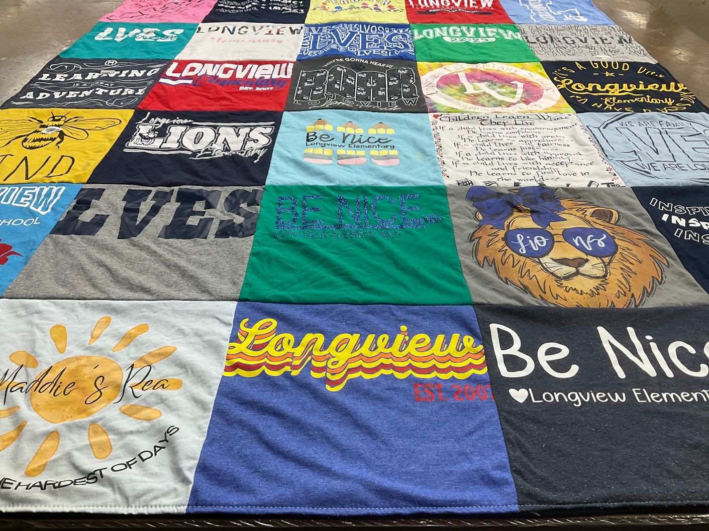 T-shirt quilt featuring longview lions by Janis from KY