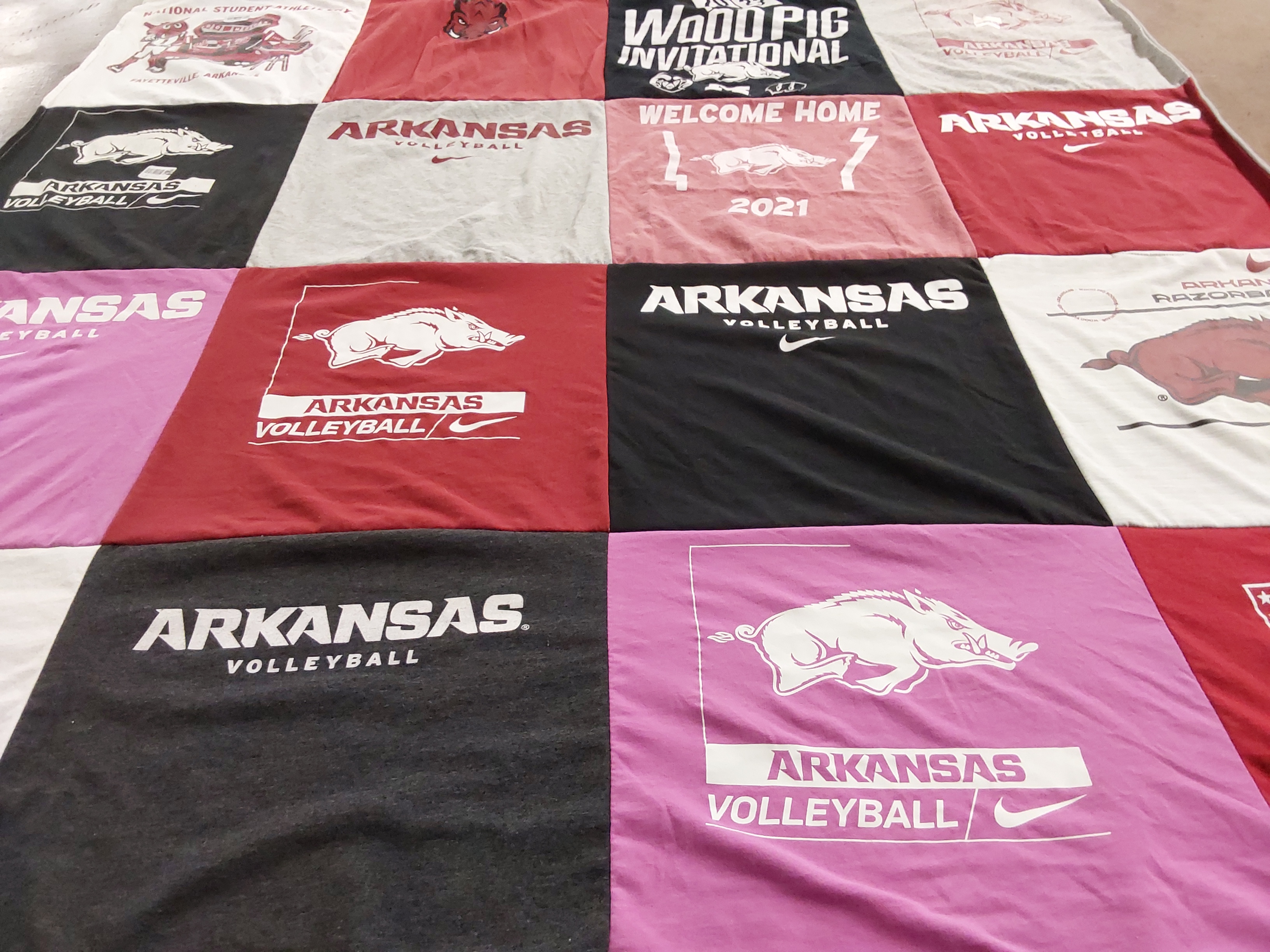 T-shirt quilt featuring arkansas volleyball by Courtney from AR