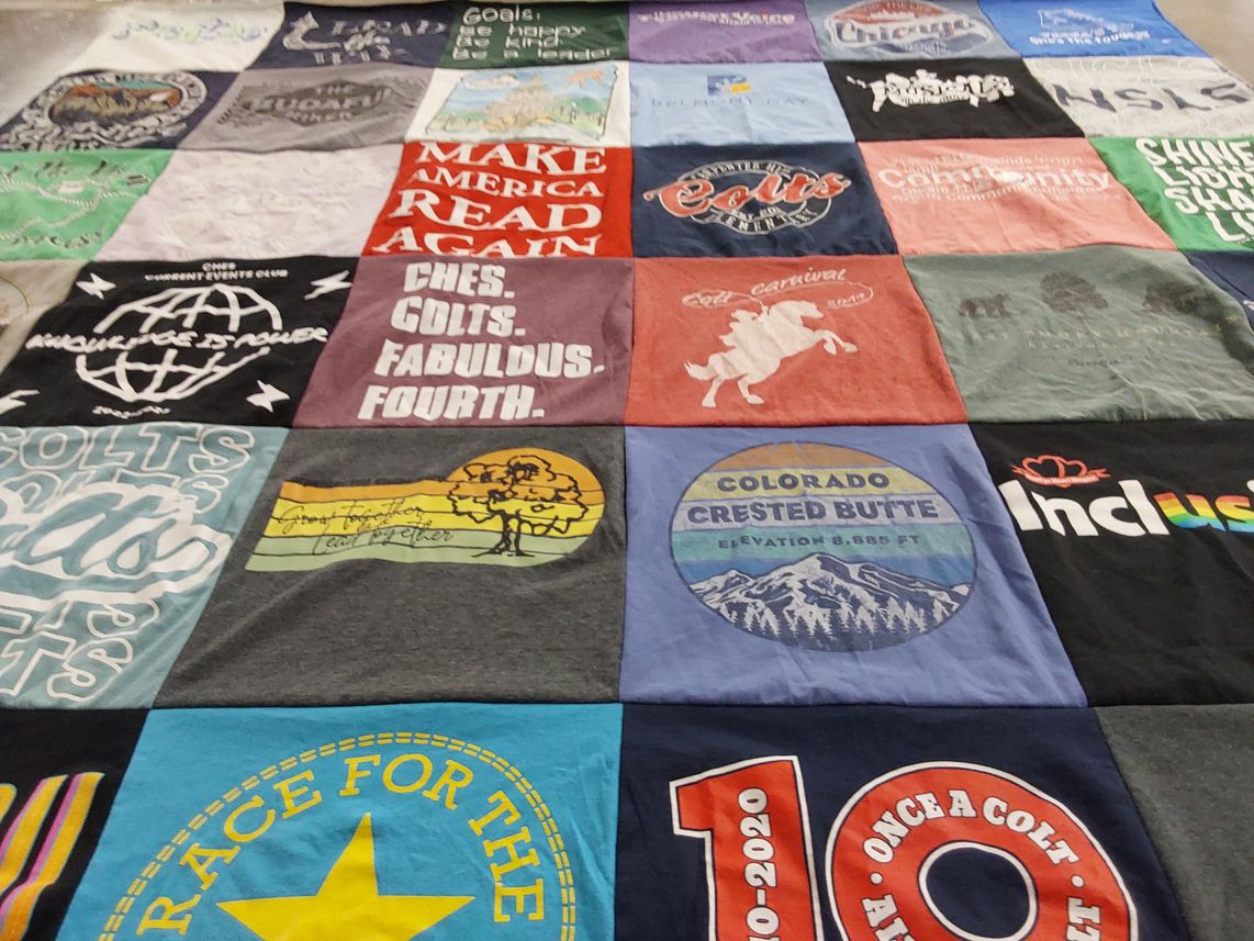 T-shirt quilt featuring colts by Peyton from TX