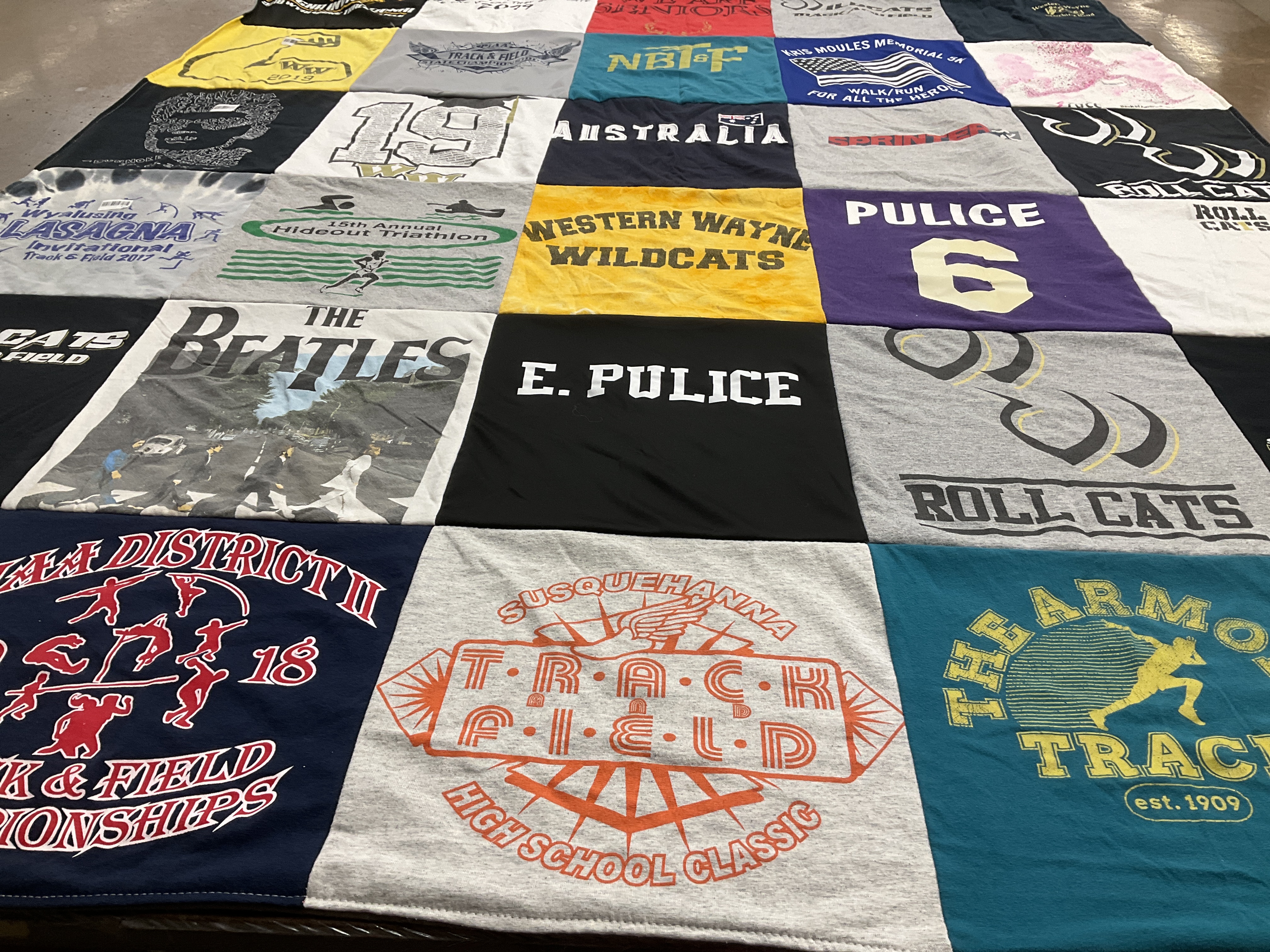 T-shirt quilt featuring western wayne wildcats by Kelly from PA