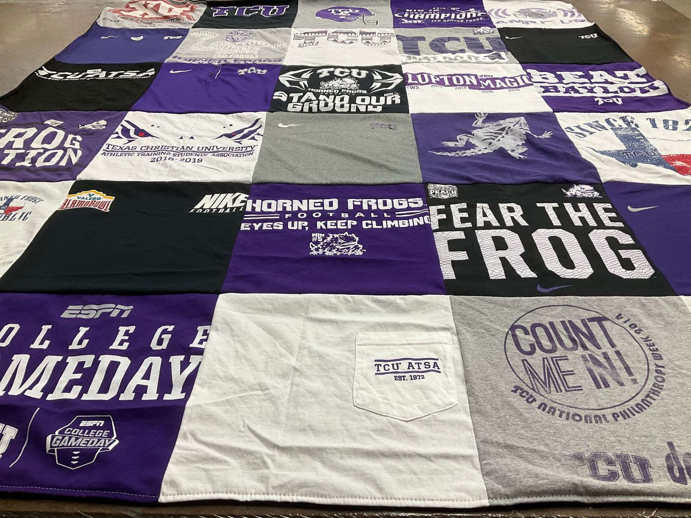 T-shirt quilt featuring tcu horned frogs football by Akeem from LA