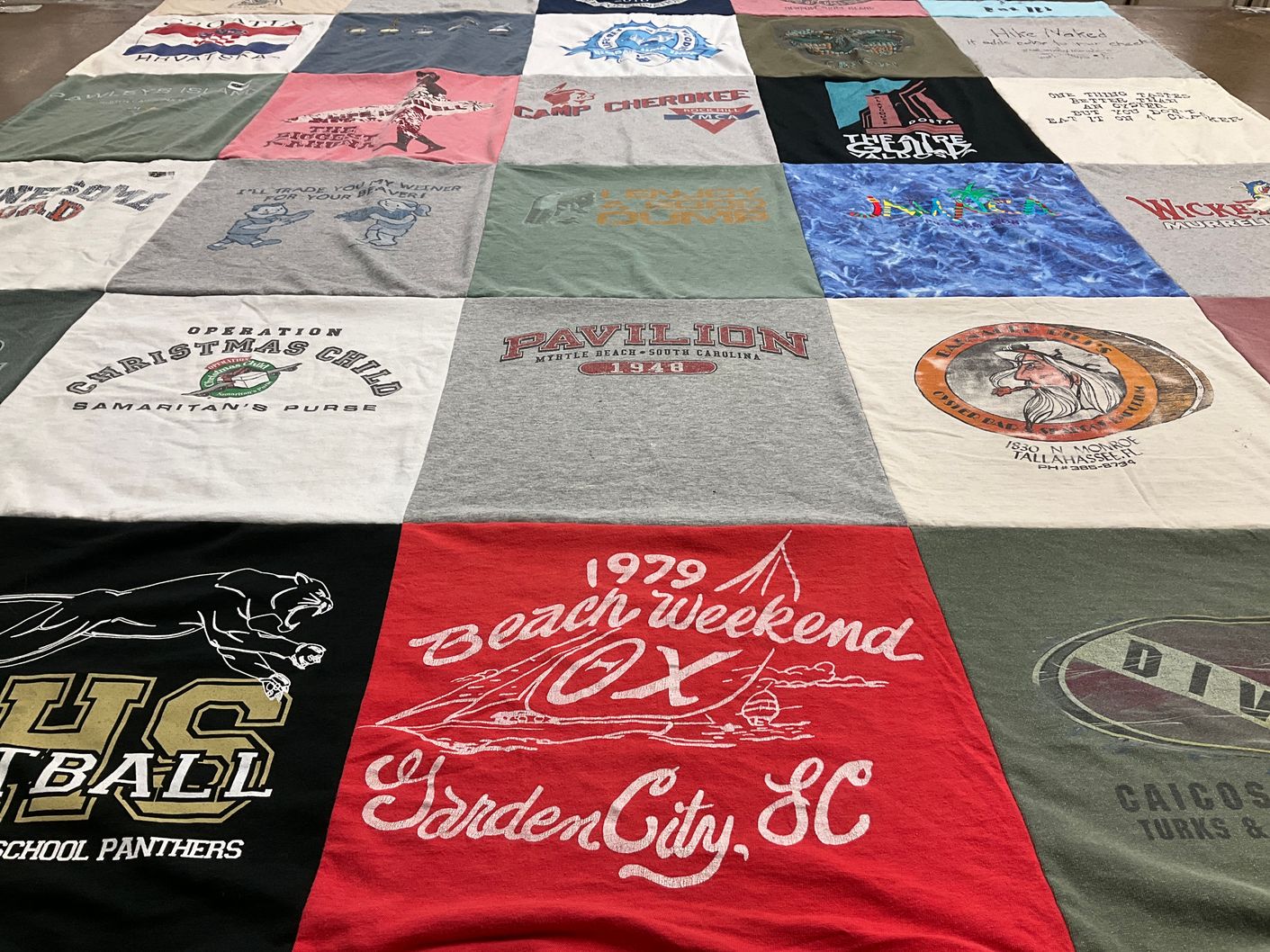 T-shirt quilt featuring unknown high school football team by Elaine from NC