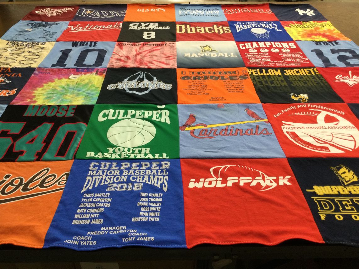T-shirt quilt featuring culpeper youth basketball team, culpeper major baseball division team by Heather from VA