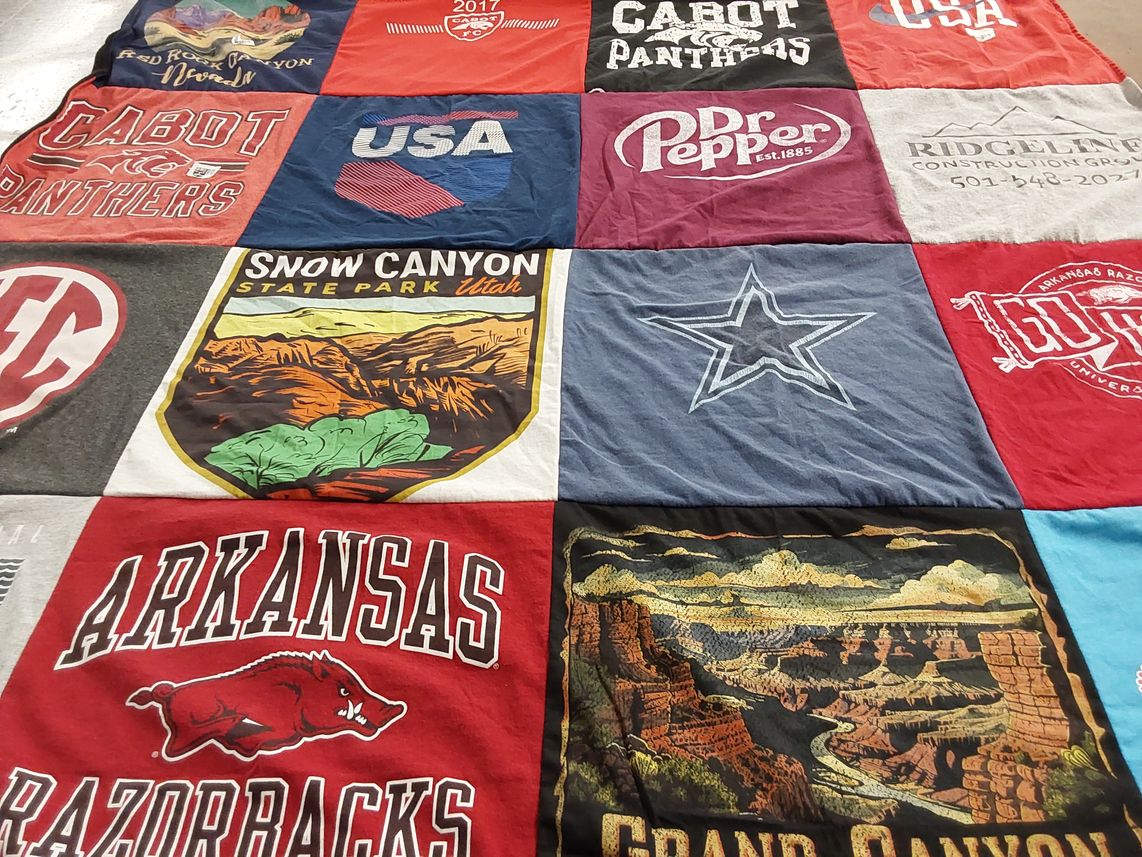 T-shirt quilt featuring arkansas razorbacks by Marsha from AR