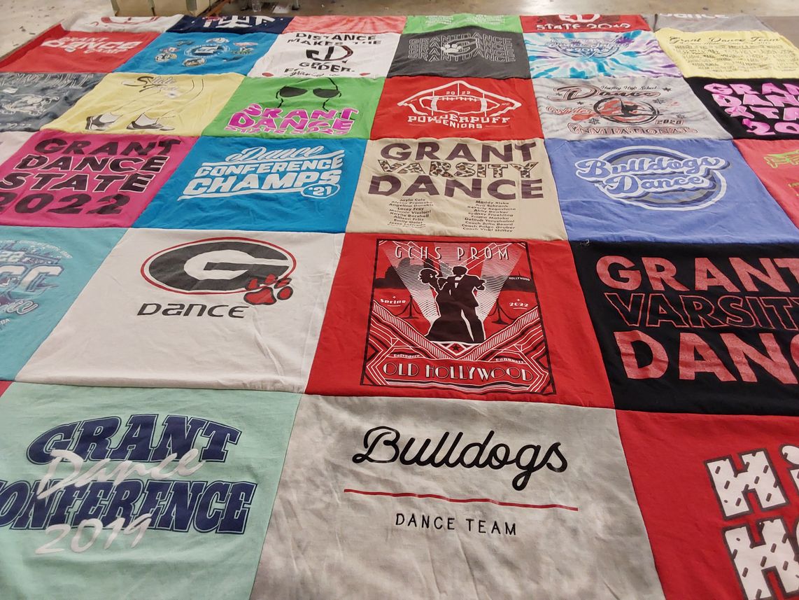 T-shirt quilt featuring bulldogs dance team by Dan from IL