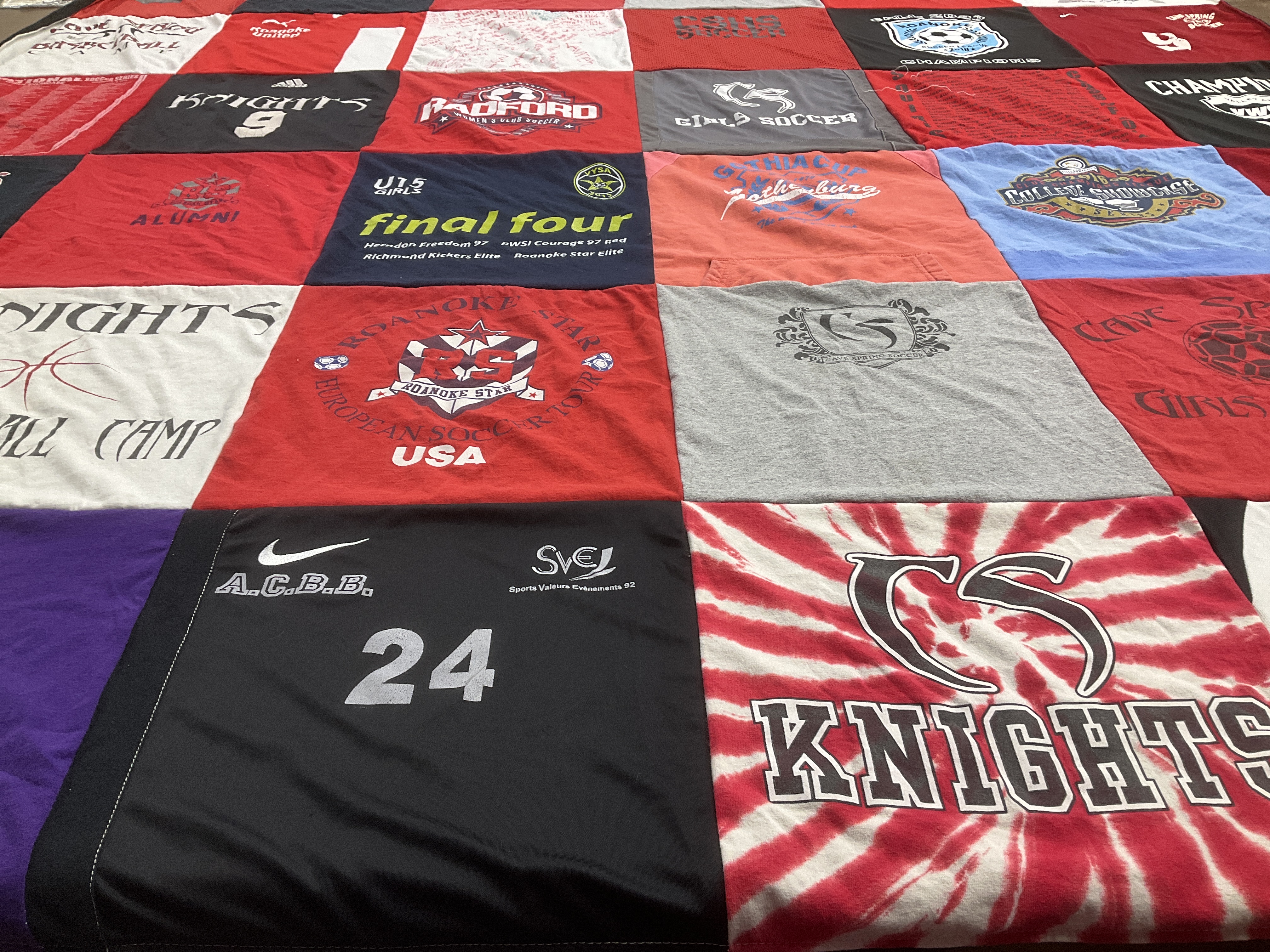 T-shirt quilt featuring knights college by DONNA from VA