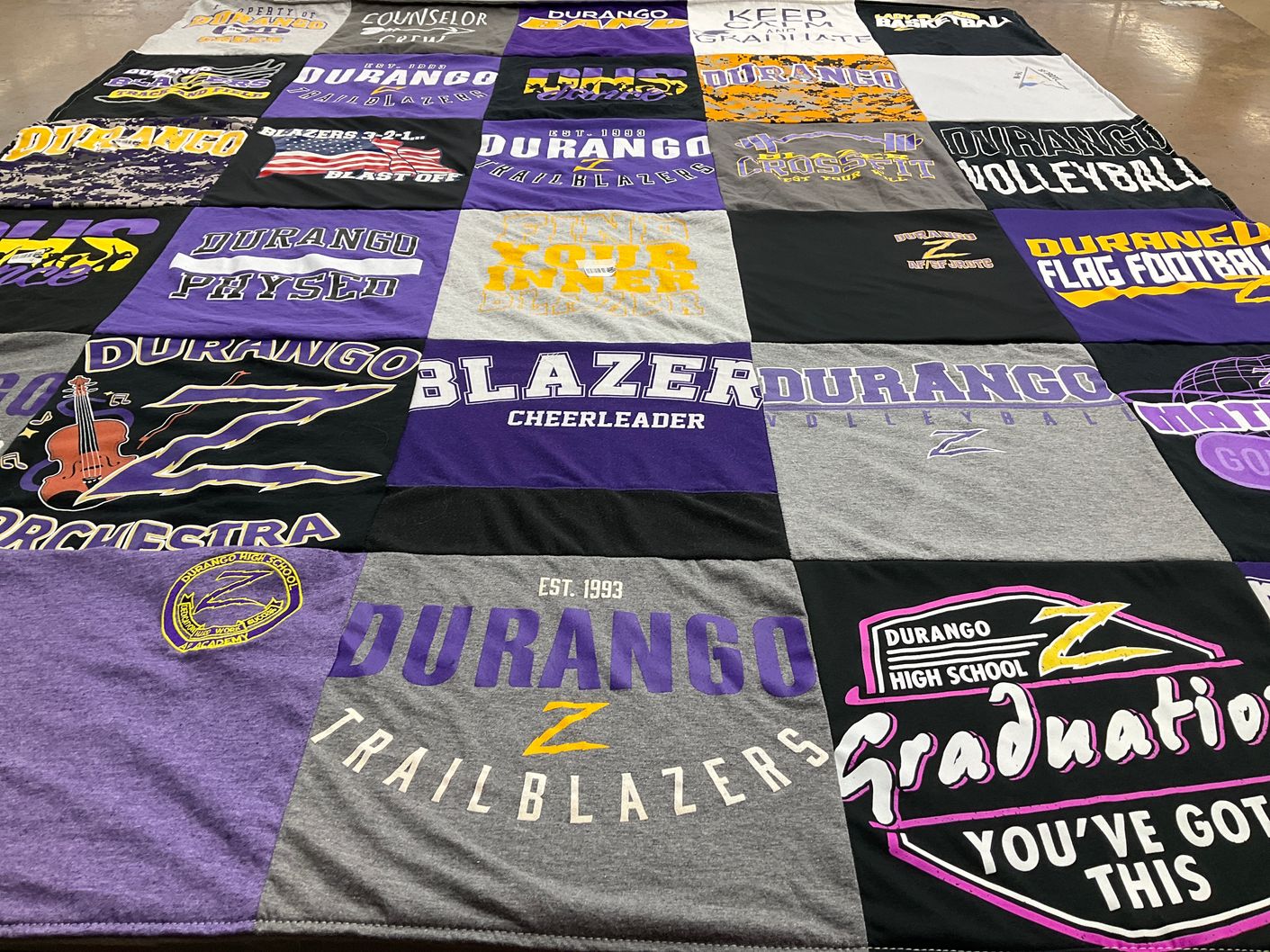 T-shirt quilt featuring durango trailblazers by Alyssa from NV