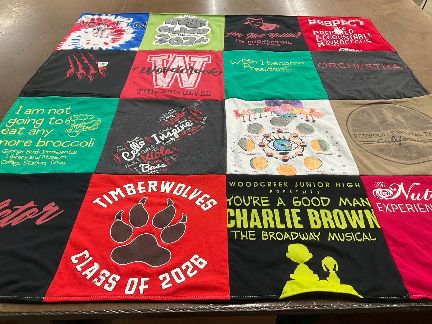 T-shirt quilt featuring timberwolves by Christy from TX