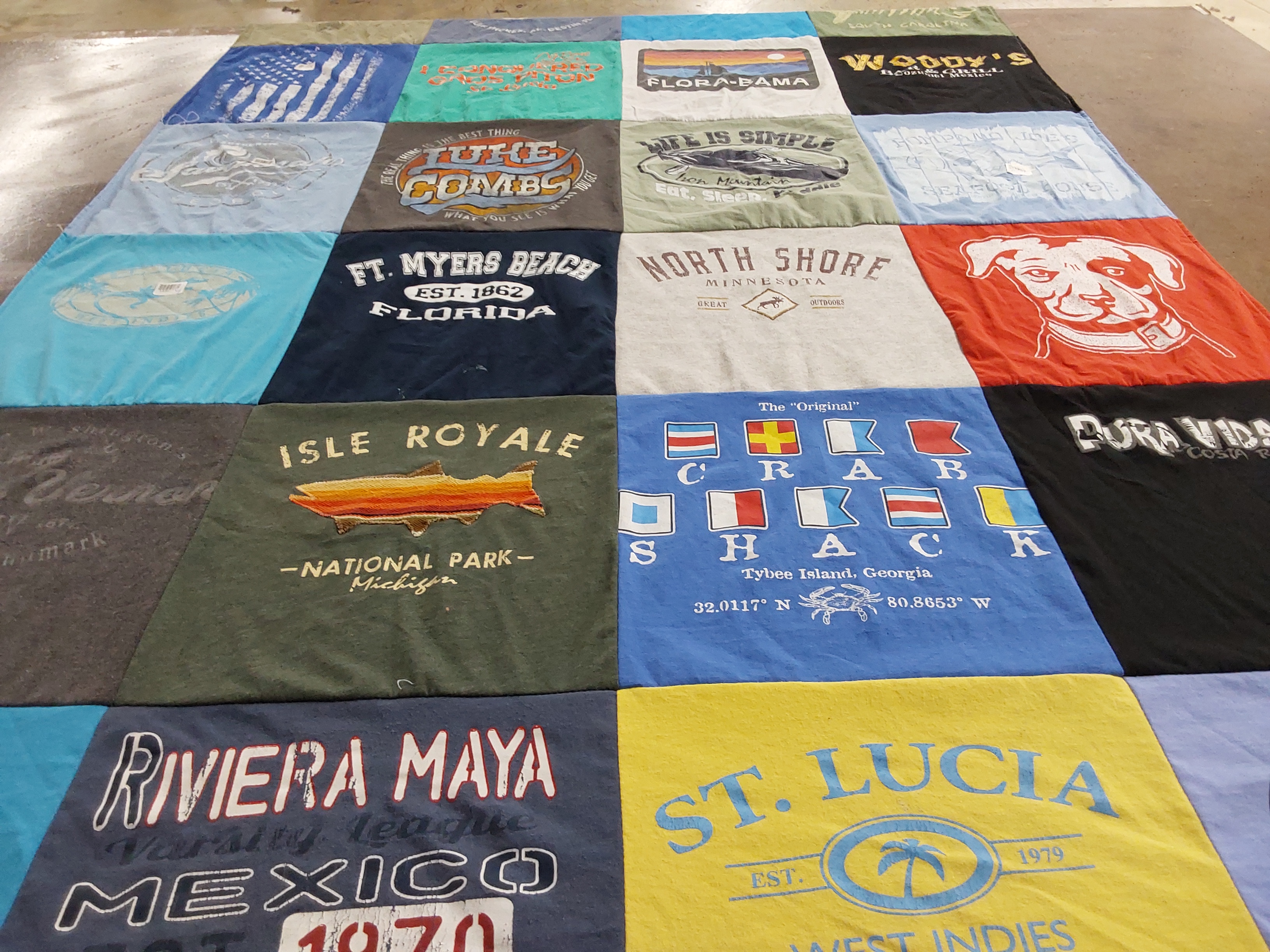 T-shirt quilt with travel, nature themes by Terri from MI