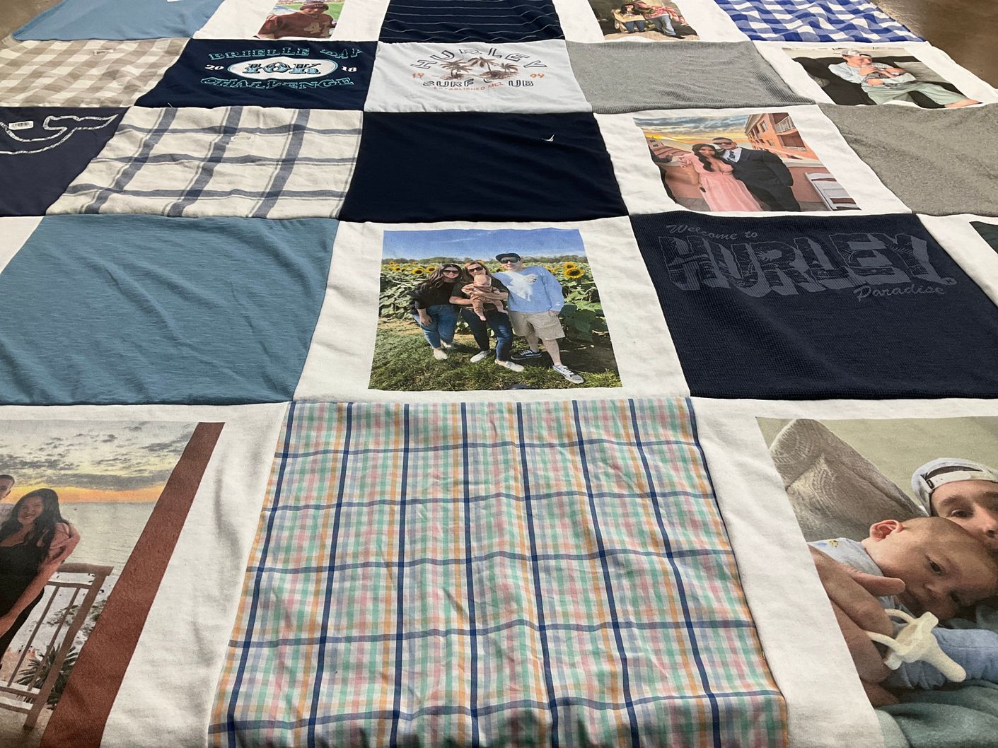T-shirt quilt with family, friends themes by Tracy from NJ