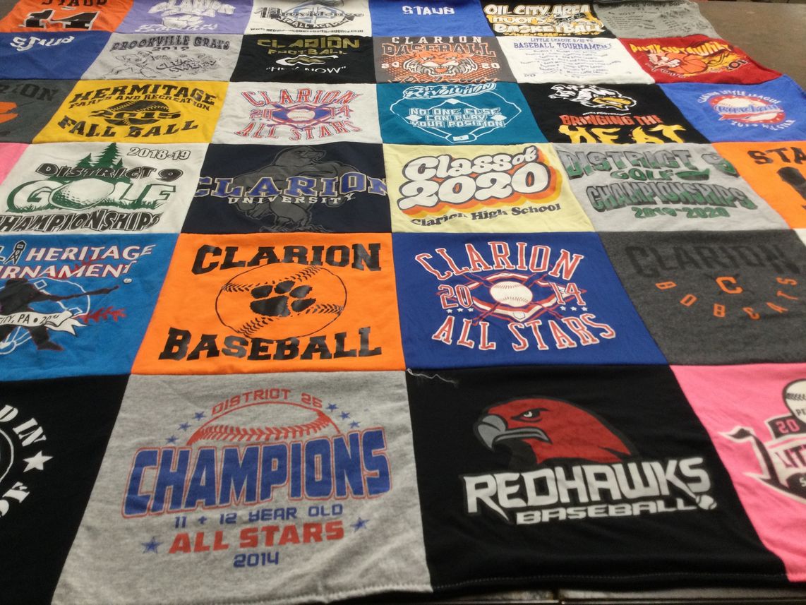 T-shirt quilt featuring clarion all stars, redhawks baseball by Susan from PA