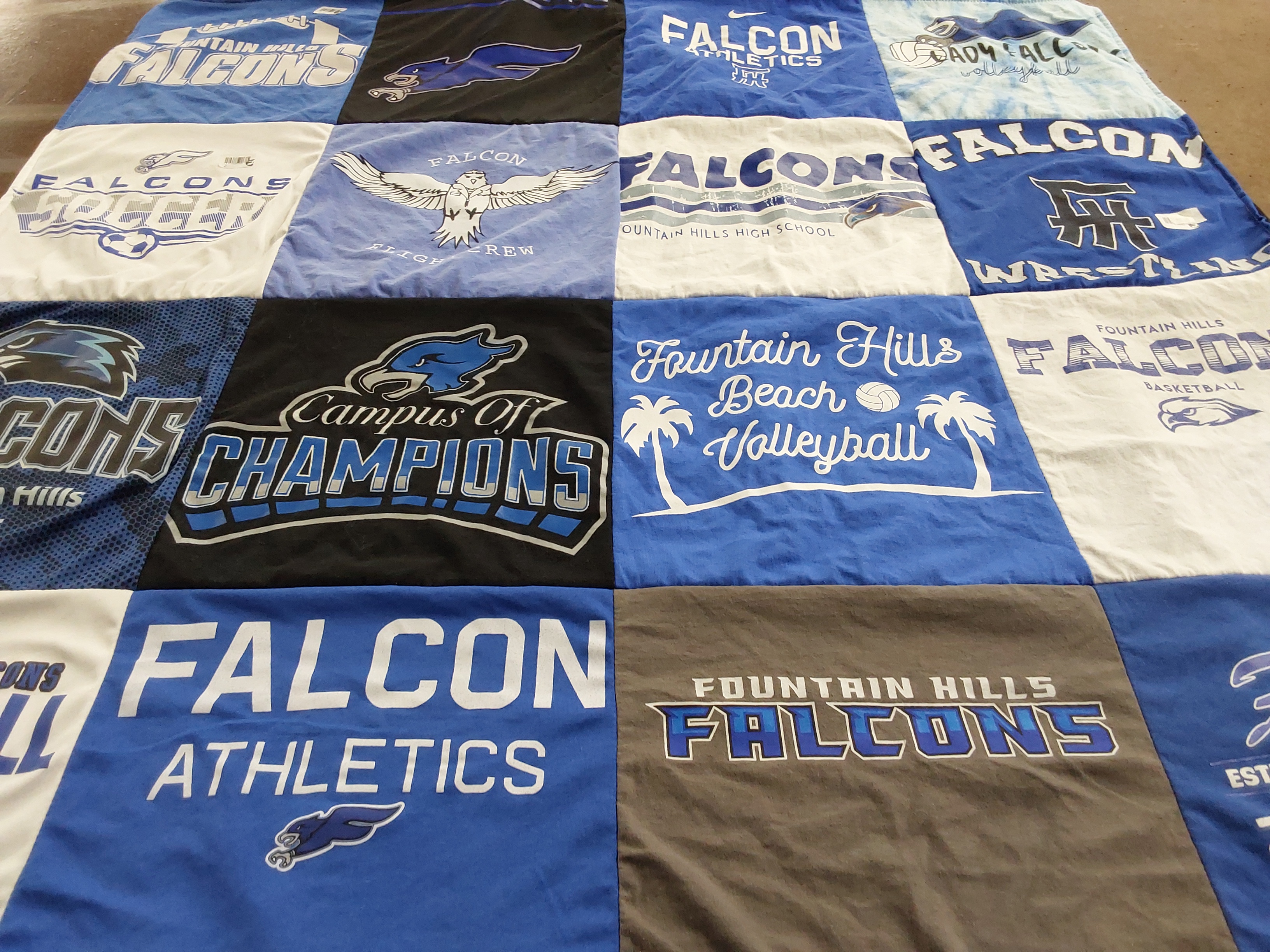 T-shirt quilt featuring fountain hills falcons by Barrie from AZ