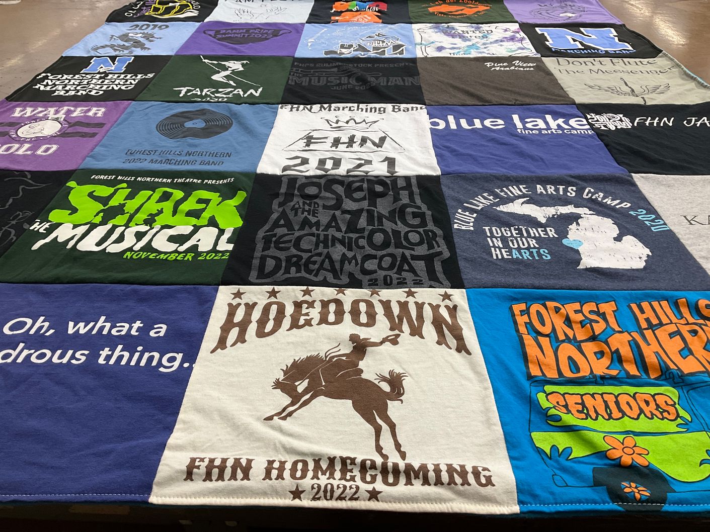 T-shirt quilt from forest hills northern high school by Nichole from MI