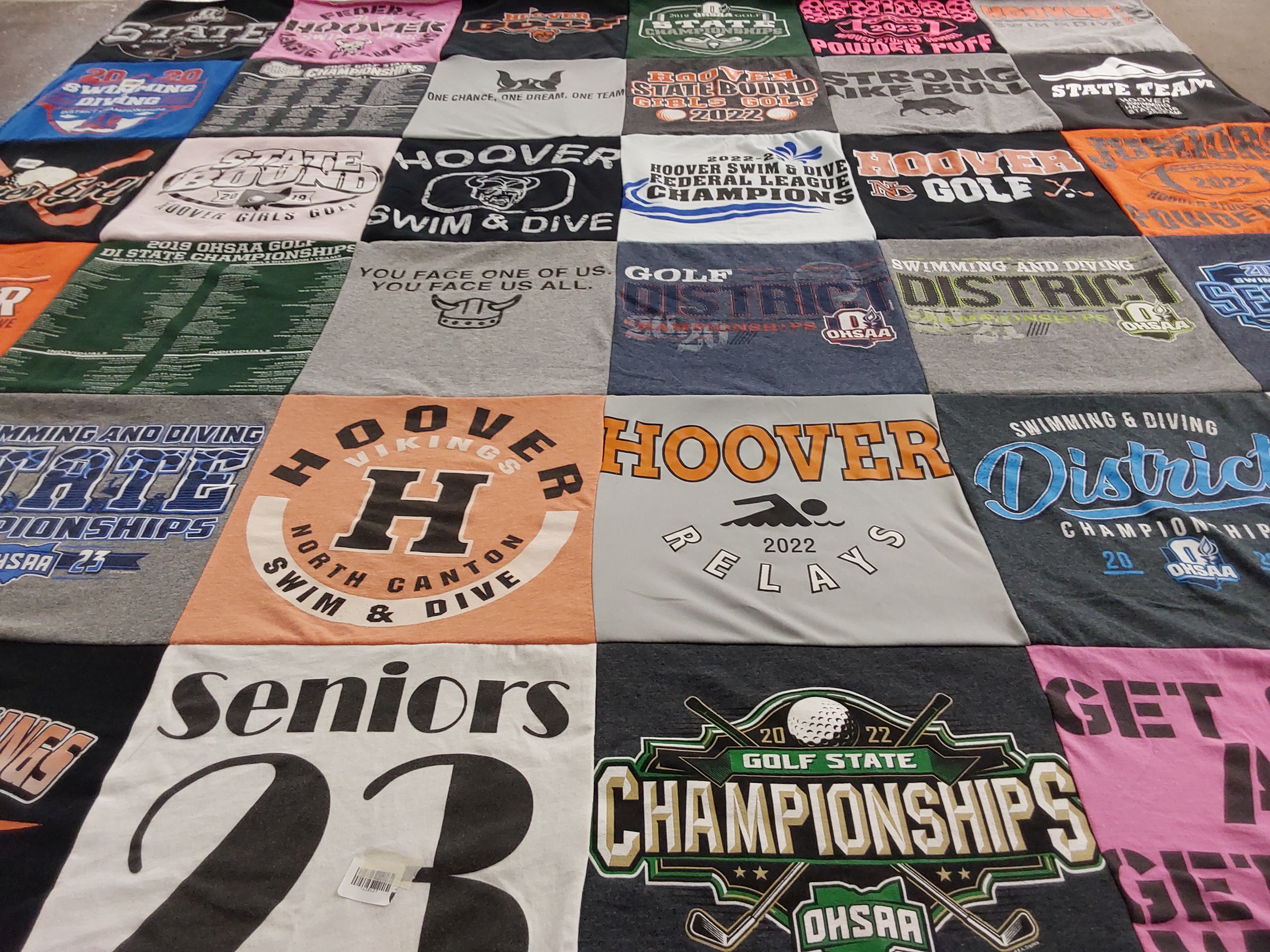 T-shirt quilt featuring hoover vikings by Kim from OH