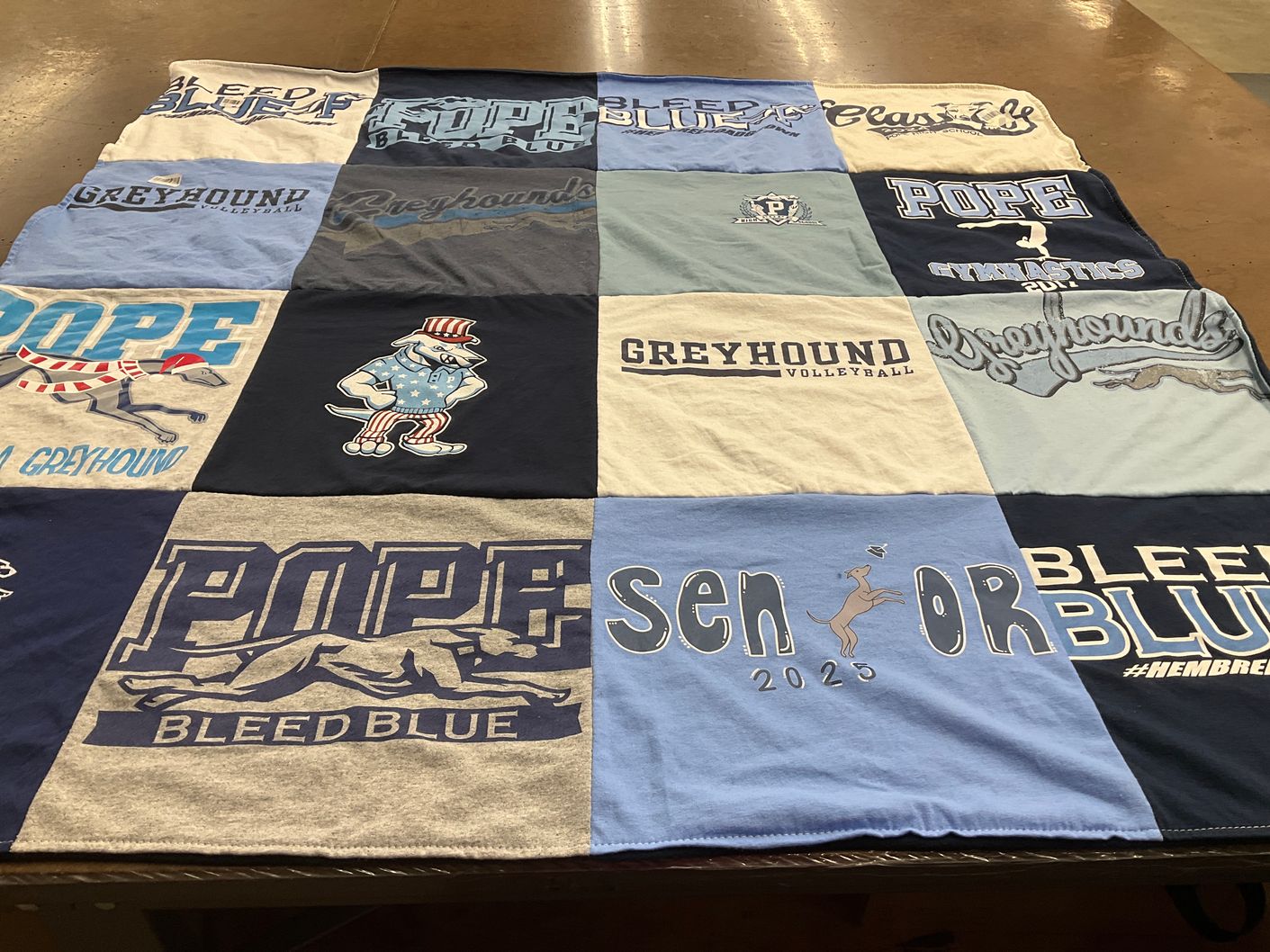 T-shirt quilt featuring pope high school greyhounds by Alissa from GA