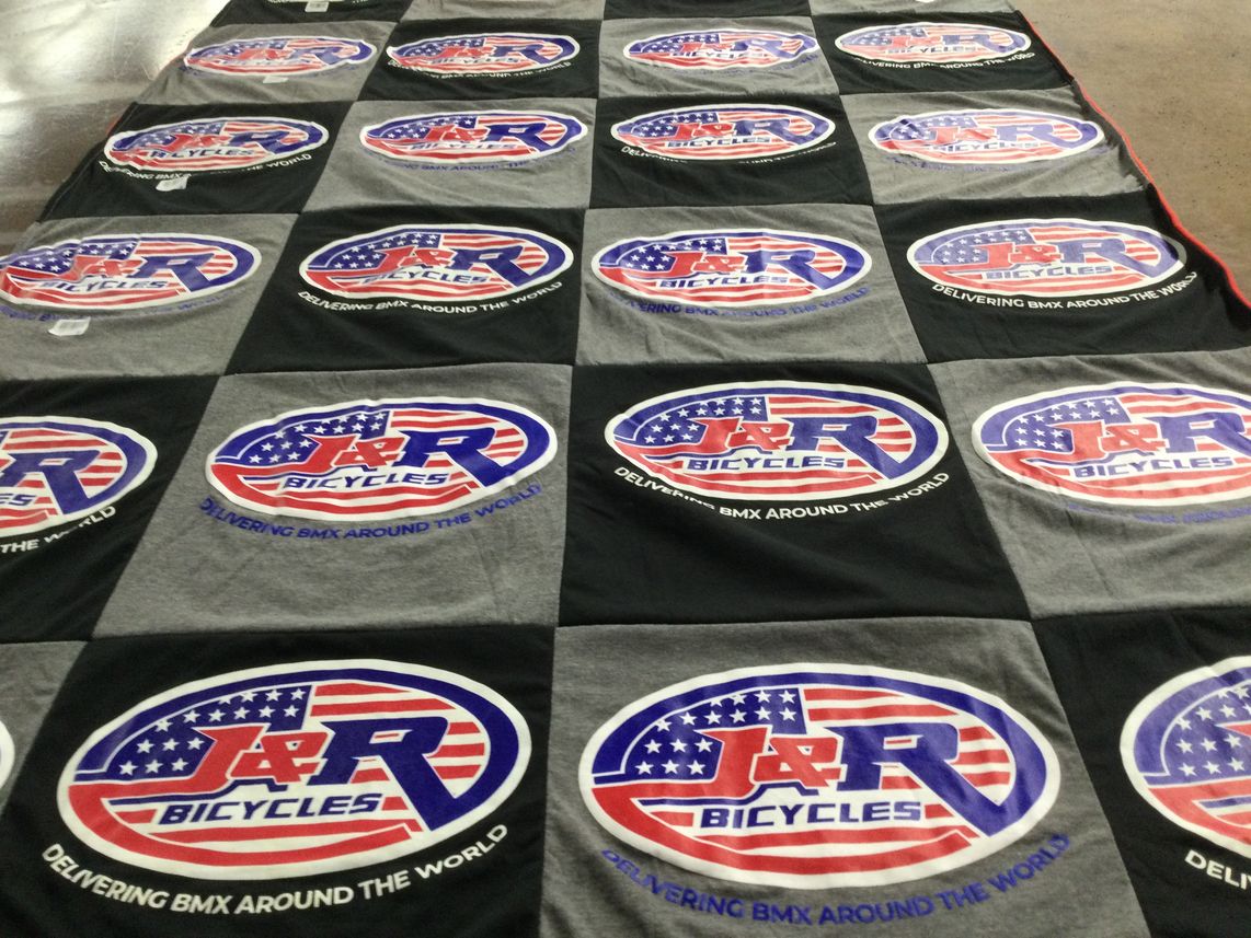 T-shirt quilt with bmx, cycling themes by DELANEY from FL