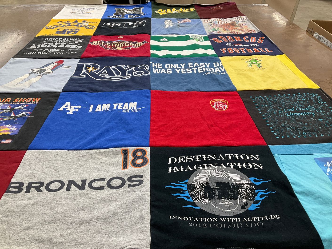 T-shirt quilt featuring denver broncos by Elizabeth from CO