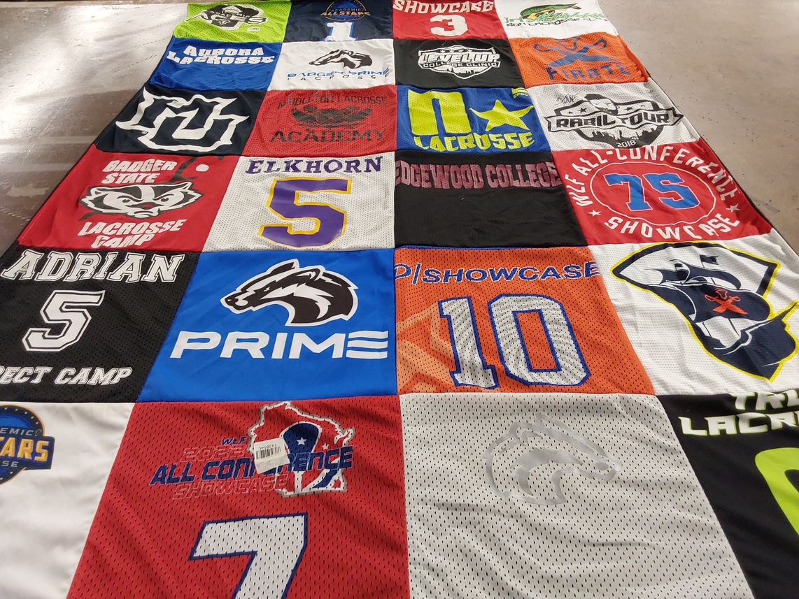 T-shirt quilt featuring badger state lacrosse by Nancy from WI
