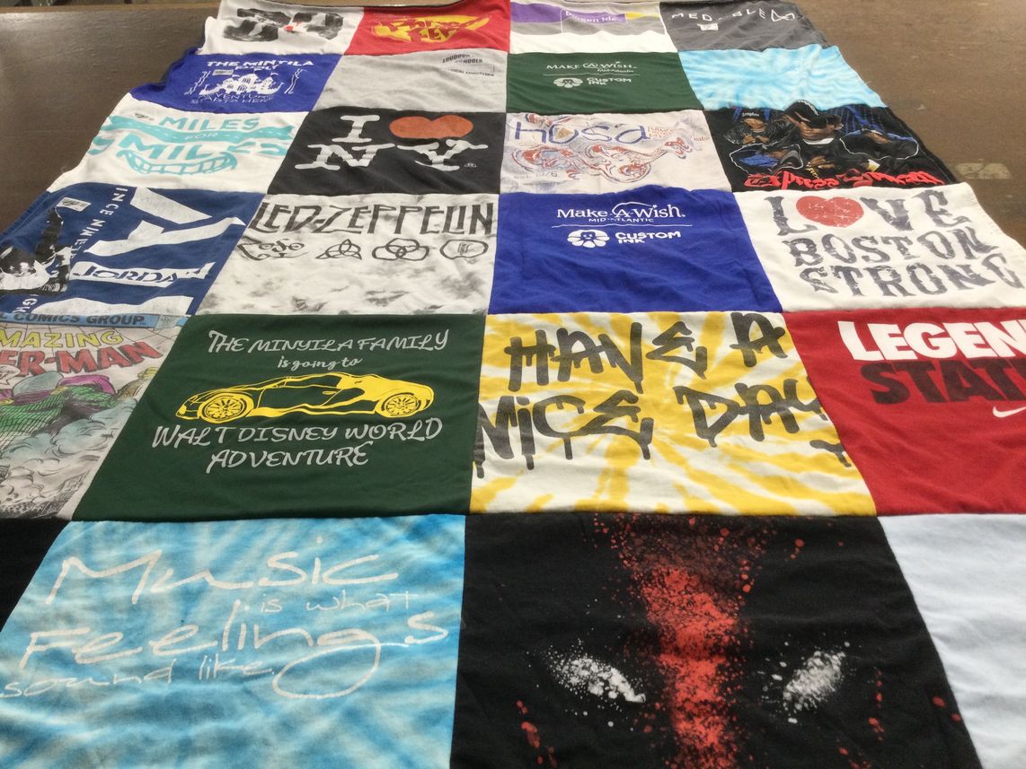 T-shirt quilt with music, disney themes by Sylvia from VA