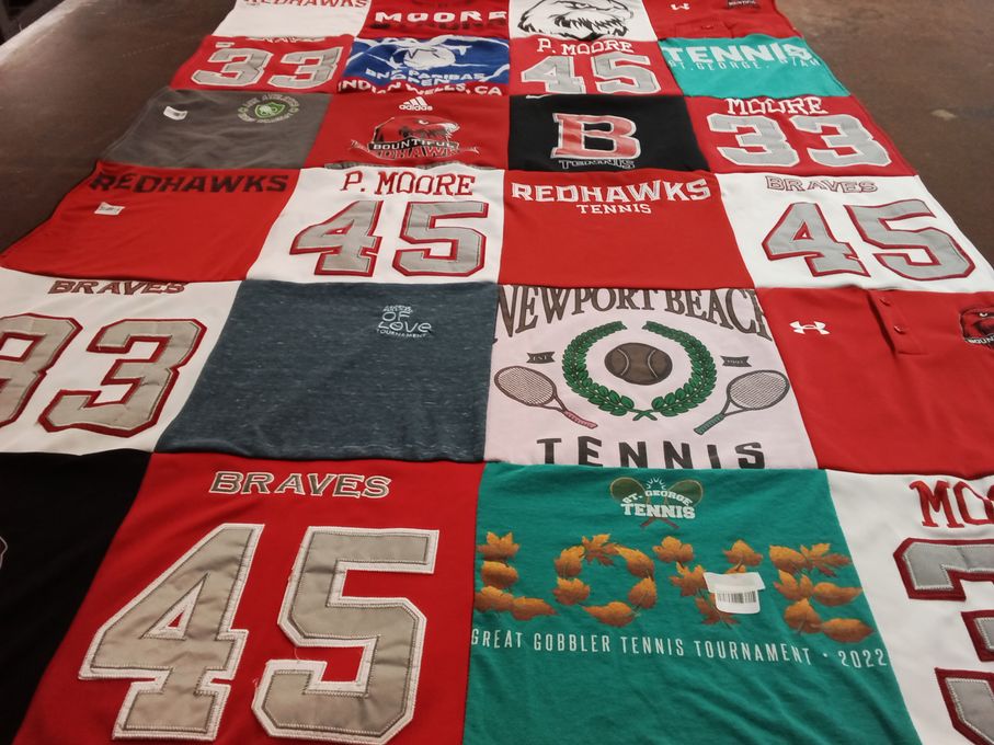 T-shirt quilt featuring braves, redhawks by Chris from UT