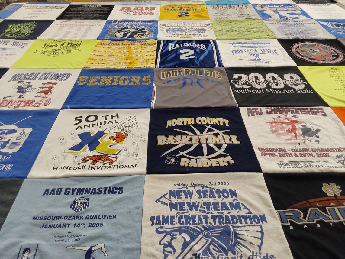T-shirt quilt from southeast missouri state university, parkland college by Martha from IL