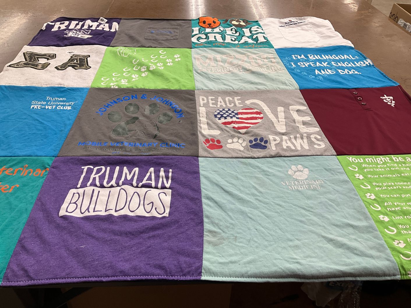 T-shirt quilt featuring truman bulldogs by Martha from IL