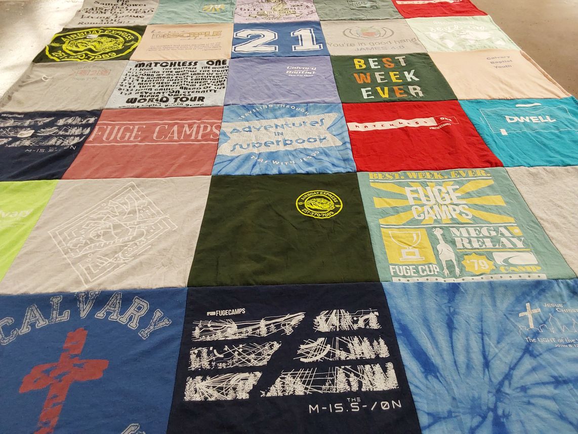 T-shirt quilt with youth, camps themes by Stephanie from AL