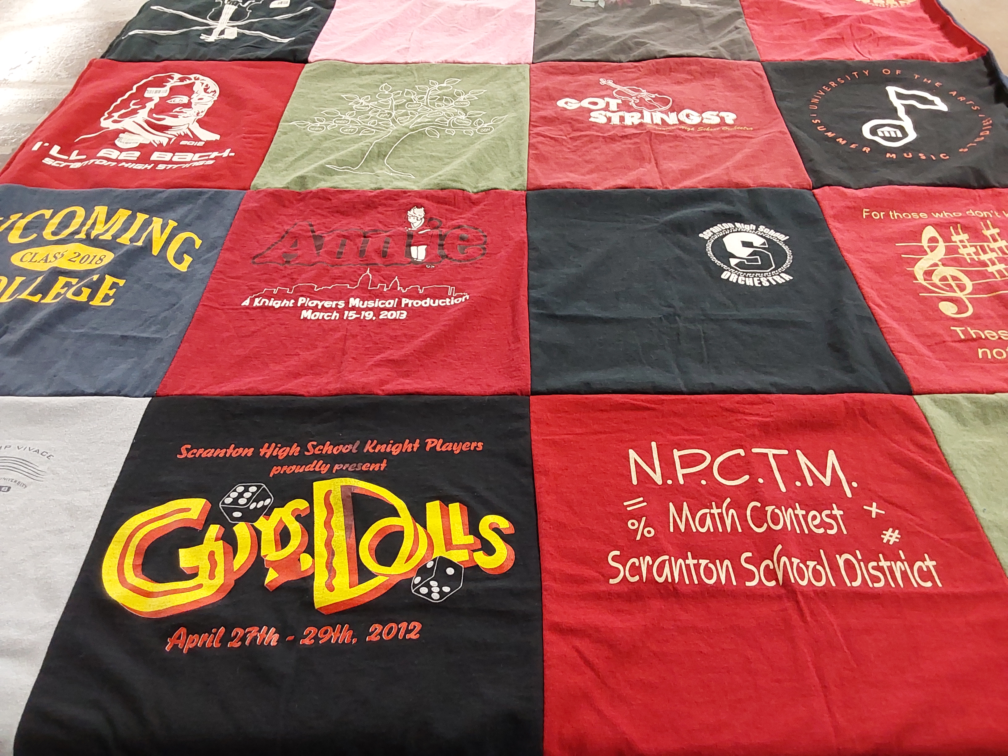 T-shirt quilt from scranton high school by Ellen from PA
