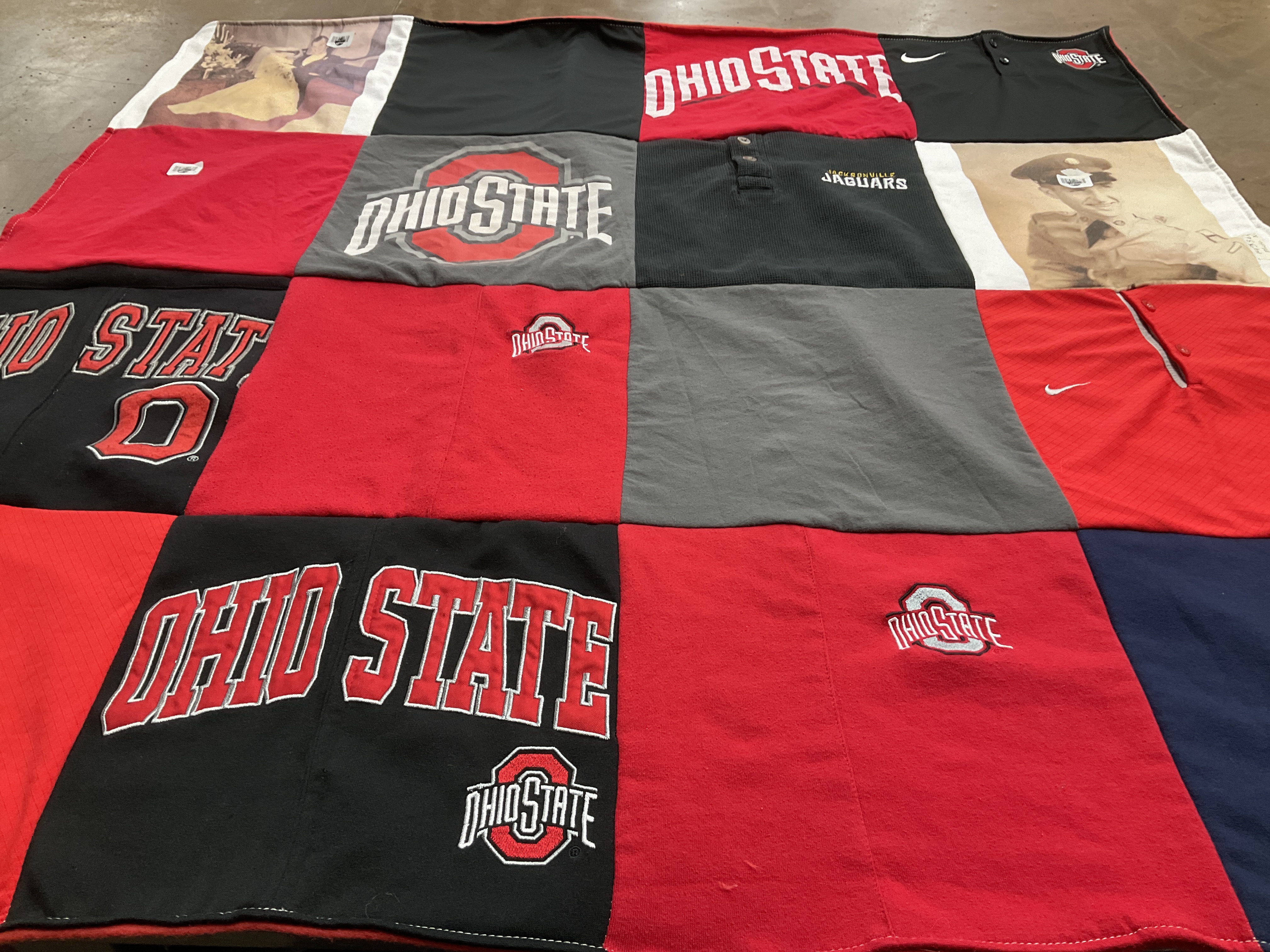 T-shirt quilt featuring ohio state university, jacksonville jaguars by Jennifer from NC