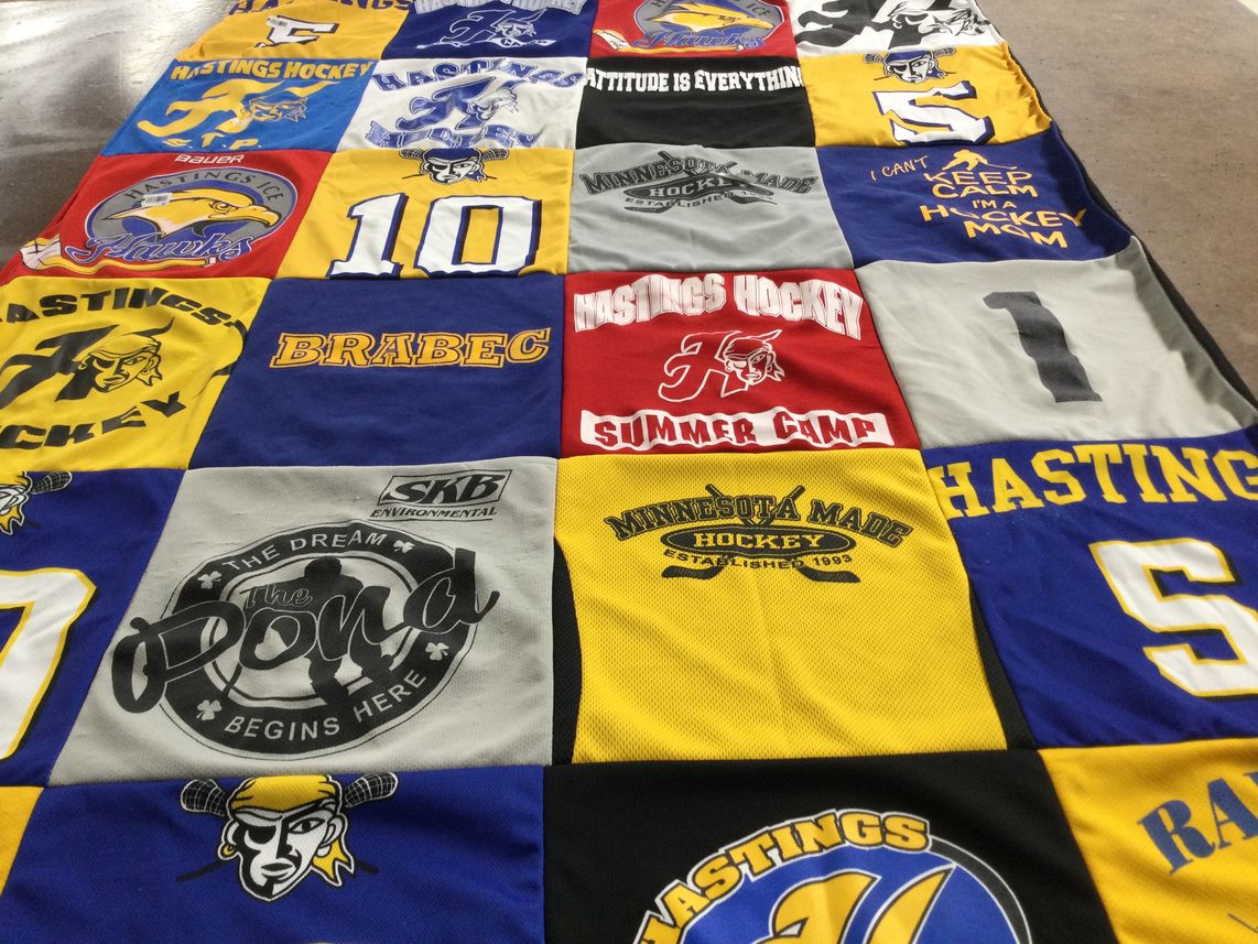 T-shirt quilt featuring hastings hockey by Melissa from MN