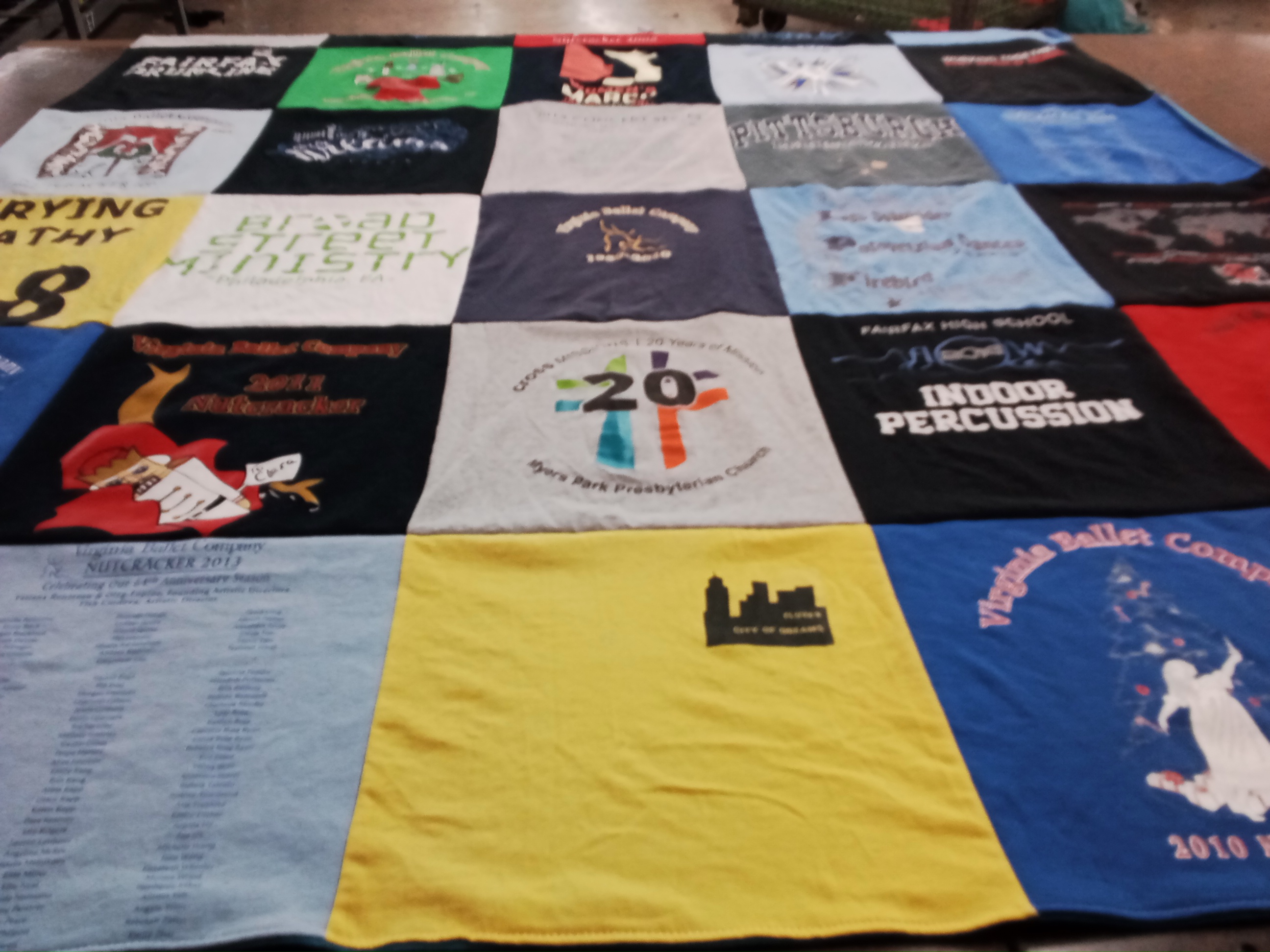 T-shirt quilt from fairfax high school by Abbie from VA