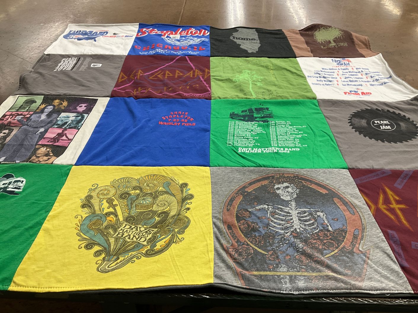 T-shirt quilt with music, concerts themes by Angela from MI