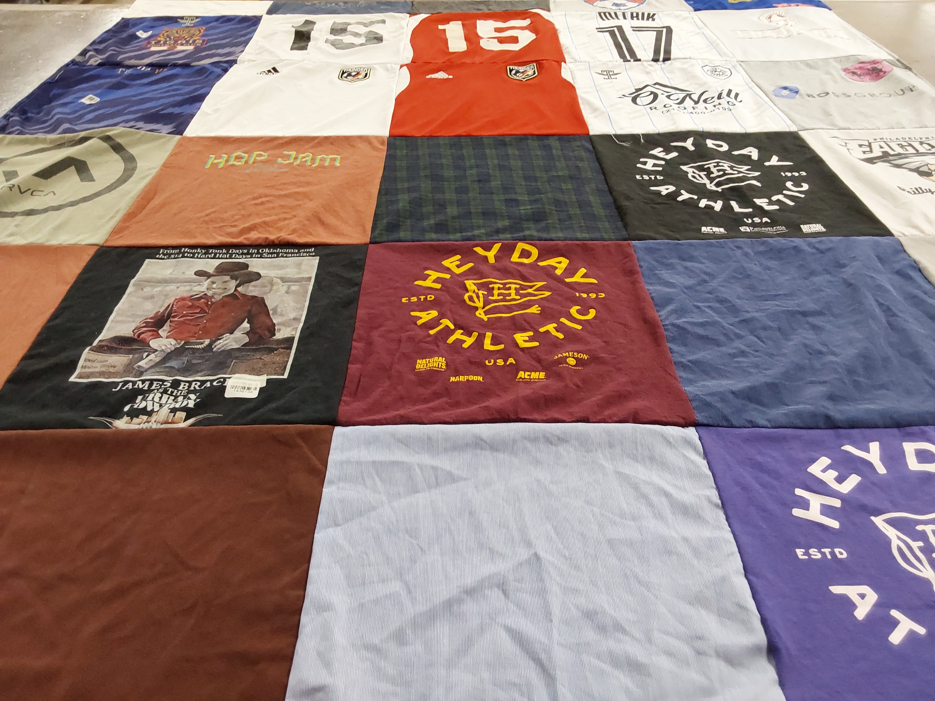 T-shirt quilt with sports, cowboys themes by Kimberly from TX