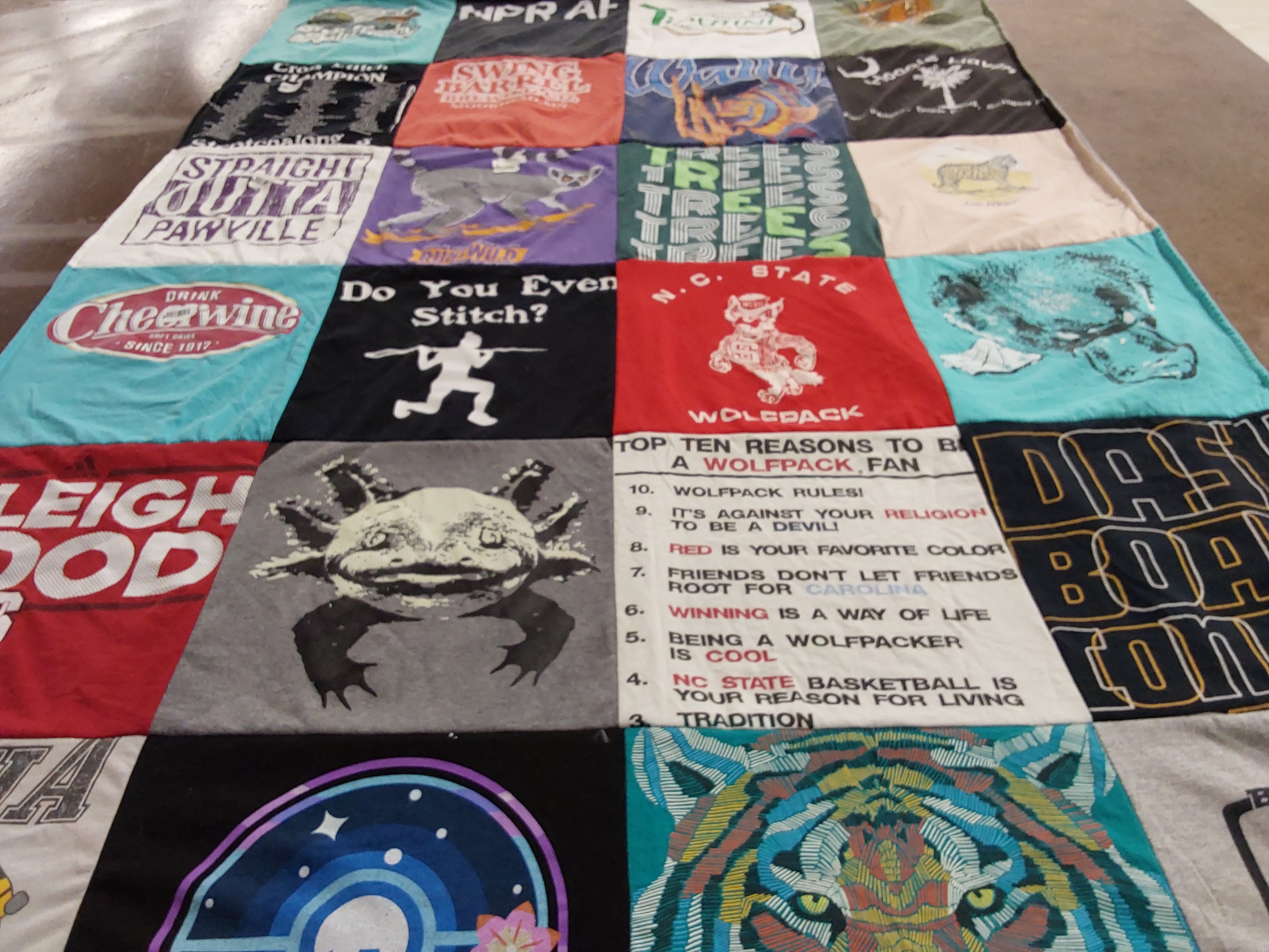 T-shirt quilt featuring n.c. state wolfpack by Shelley from CA