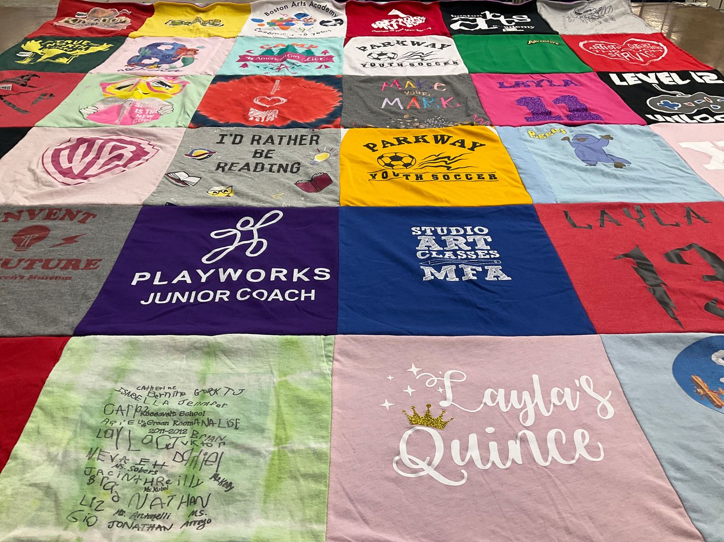T-shirt quilt featuring parkway youth soccer by Silvia from MA