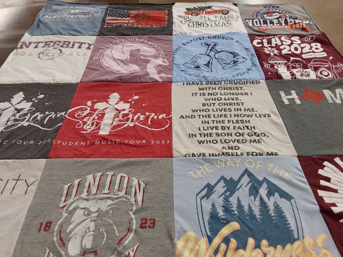 T-shirt quilt featuring union university by Julie from TX