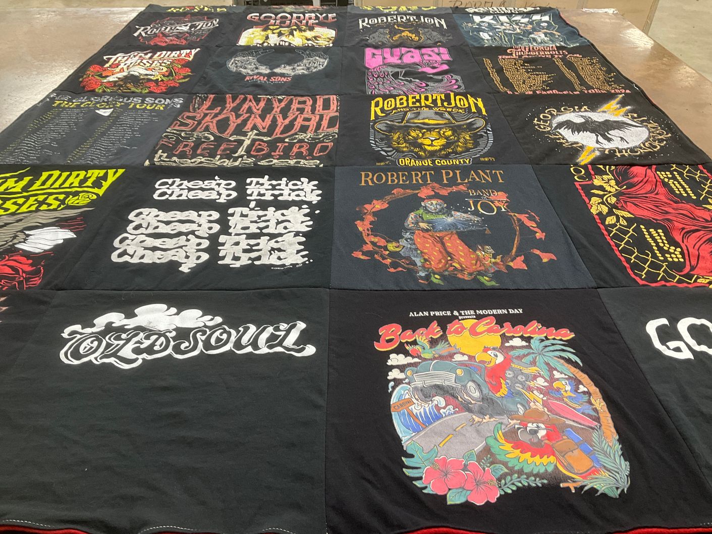 T-shirt quilt with music, rock themes by Taylar from SC