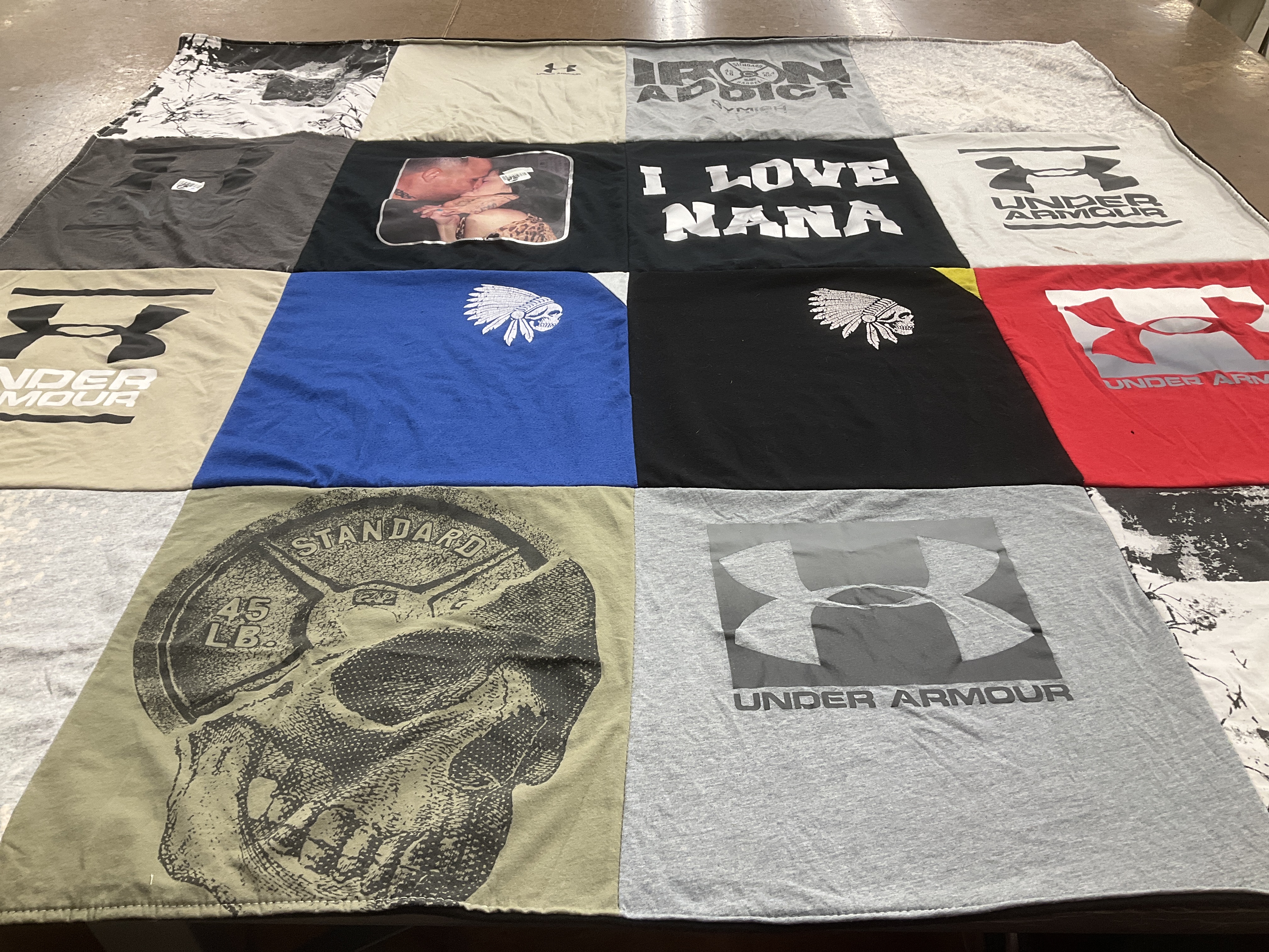 T-shirt quilt with fitness, family themes by Adrianna from TX