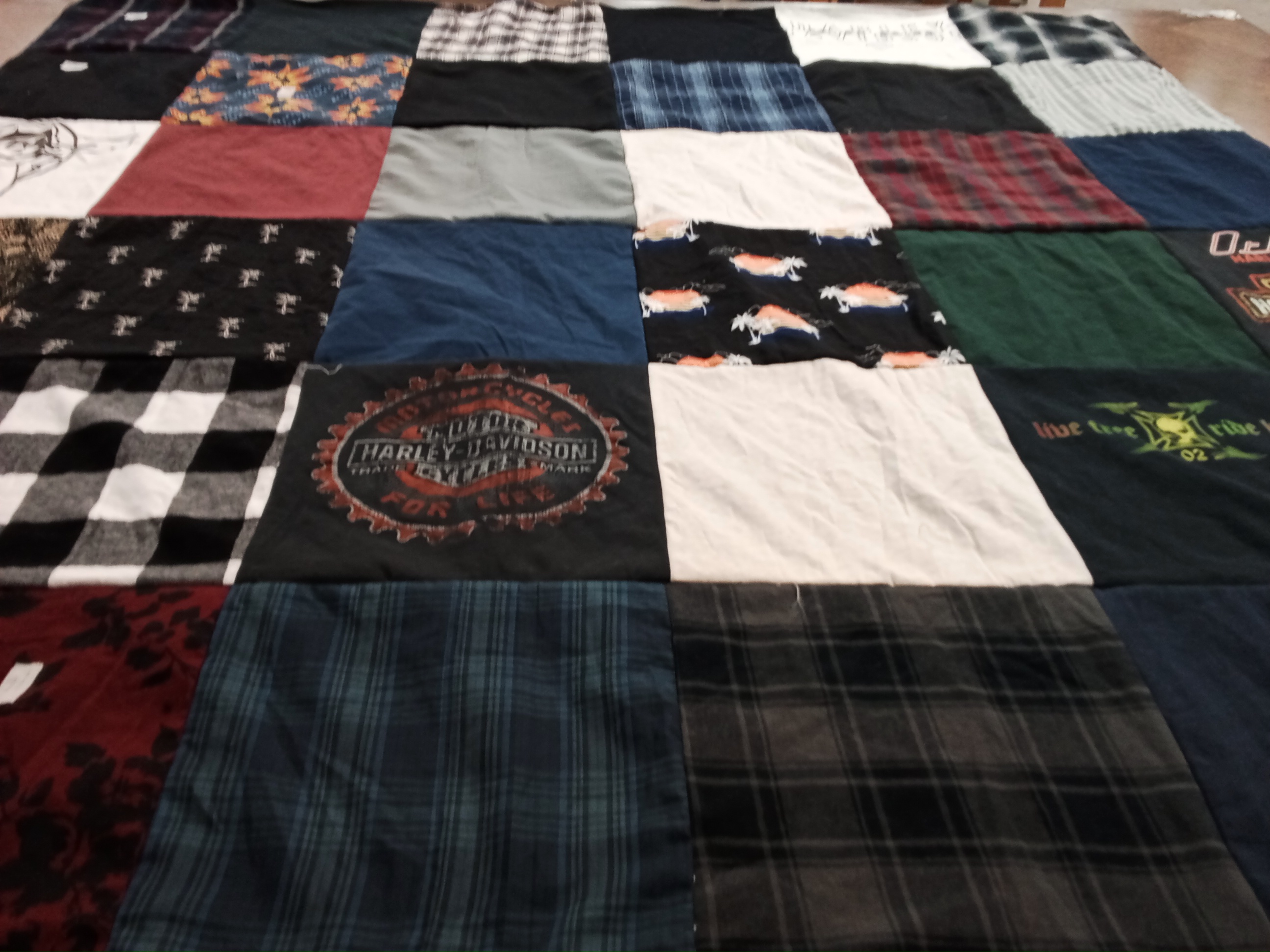 T-shirt quilt with motorcycles, outdoors themes by Jessica from IL