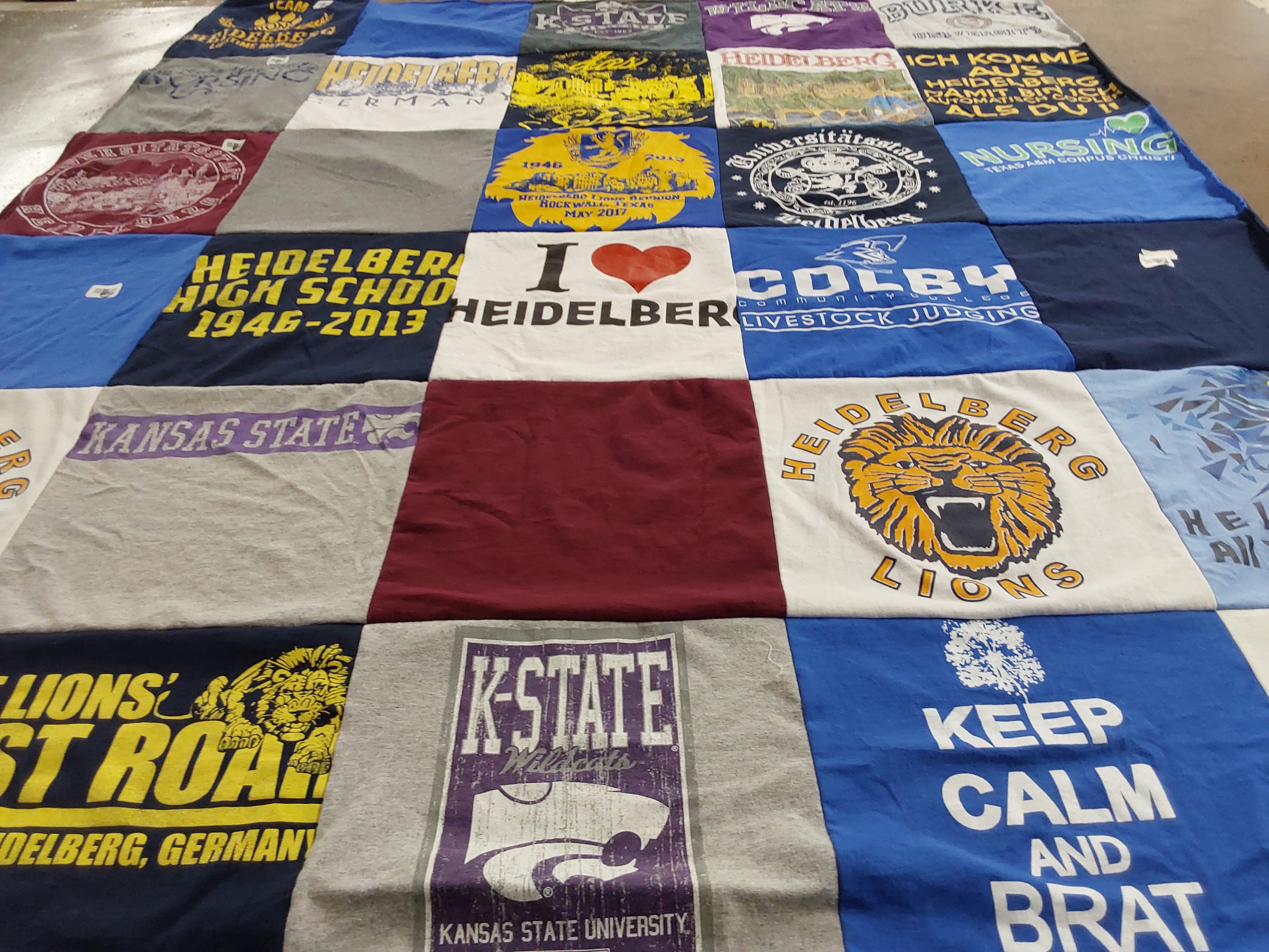 T-shirt quilt featuring heidelberg lions by Diane from TX