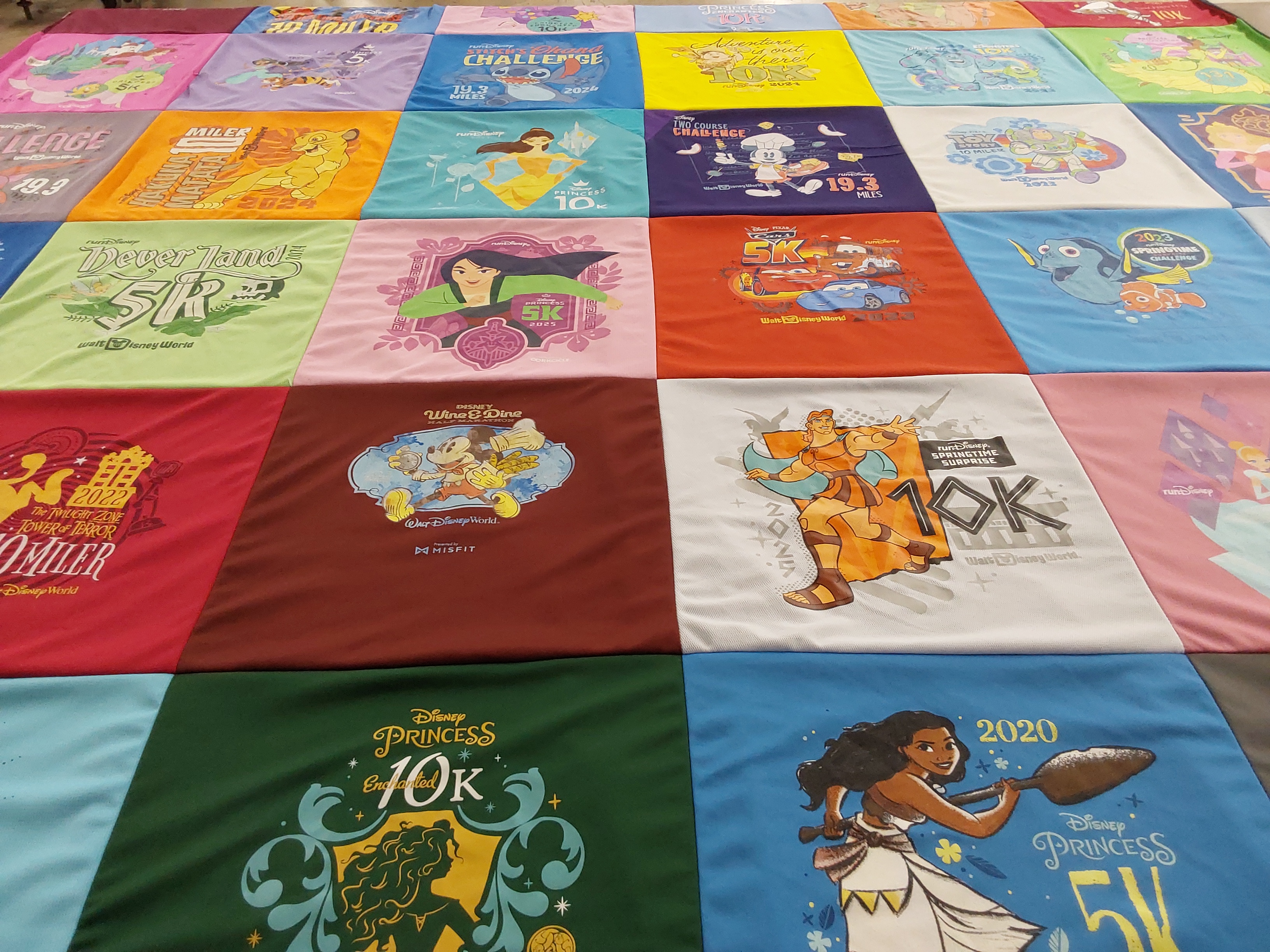 T-shirt quilt with disney, running themes by David from MO