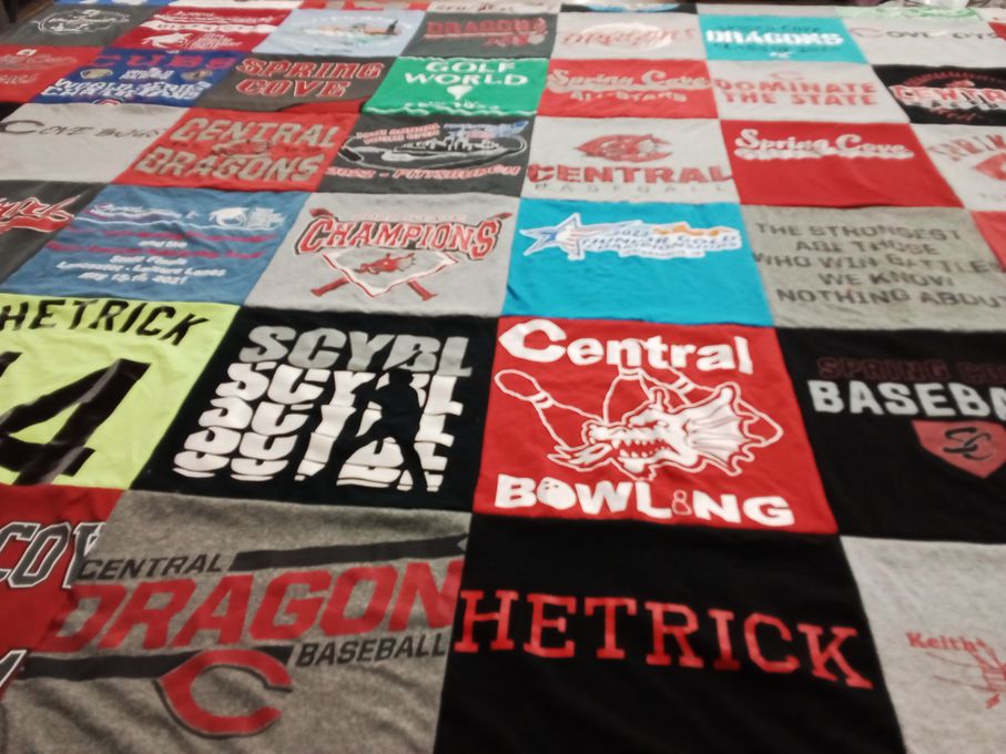 T-shirt quilt featuring central dragons baseball, spring cove baseball by Chelsey from PA
