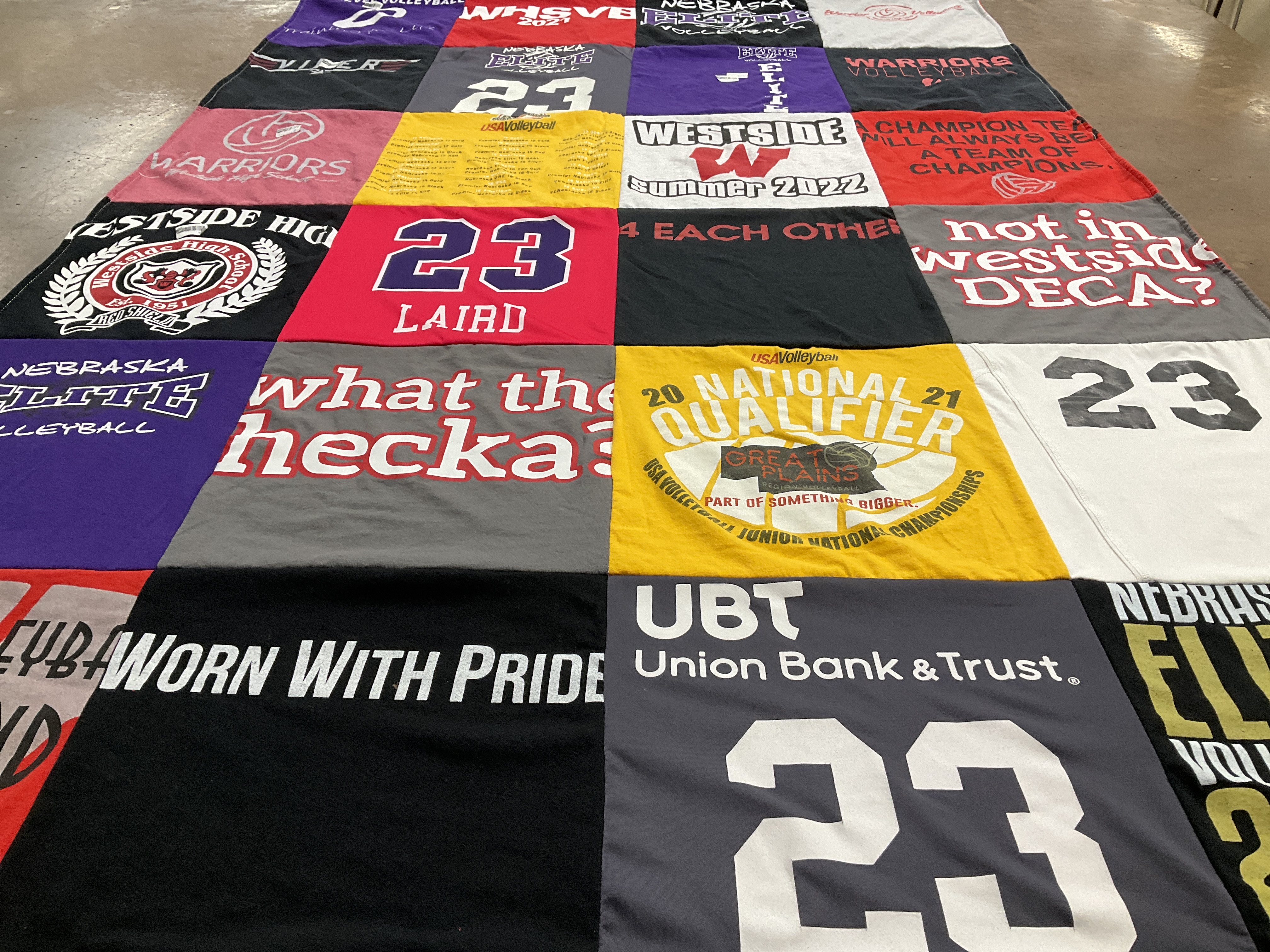 T-shirt quilt featuring nebraska elite volleyball by Stephanie from NE
