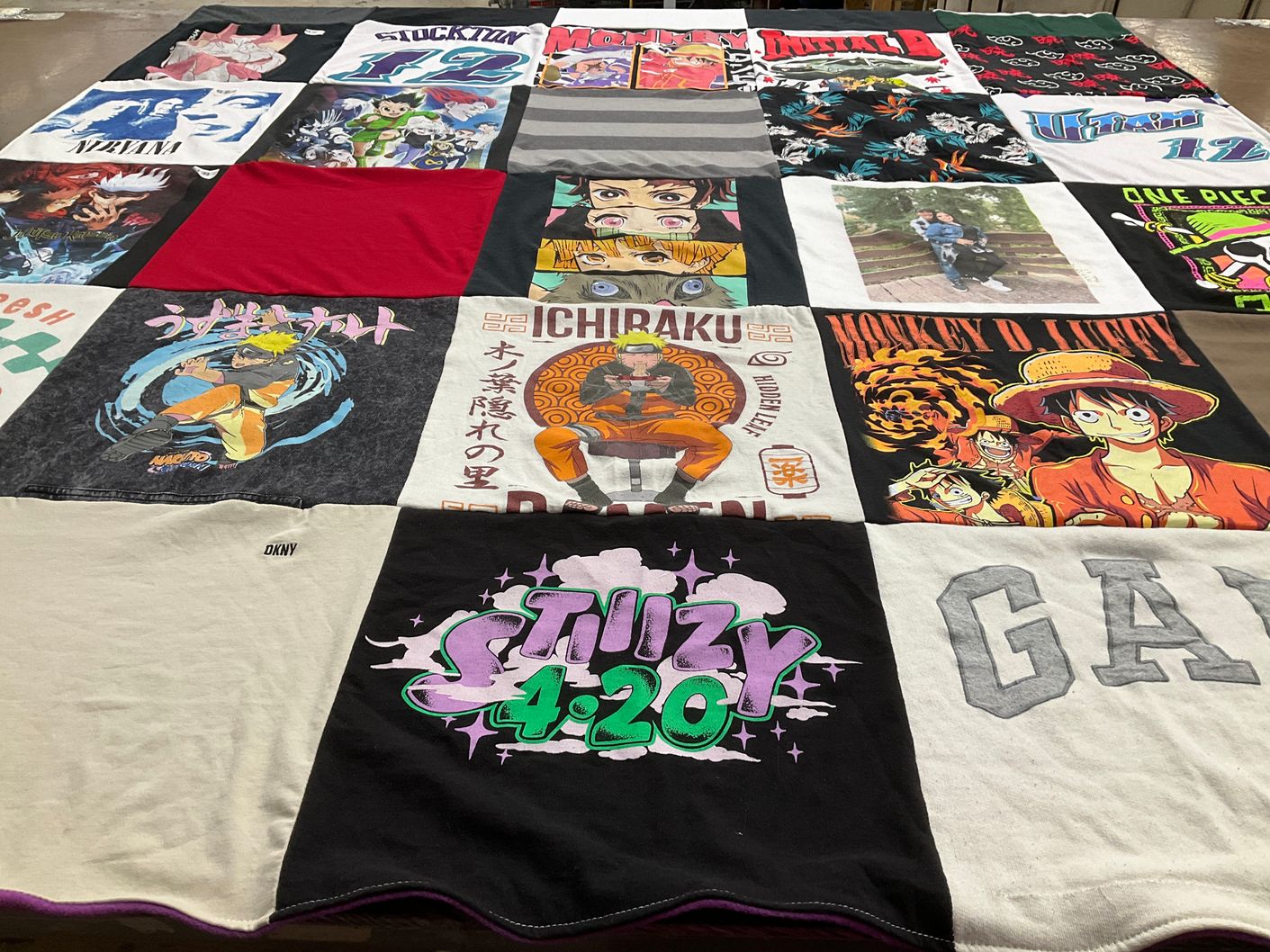 T-shirt quilt with anime, manga themes by Brittany from CA