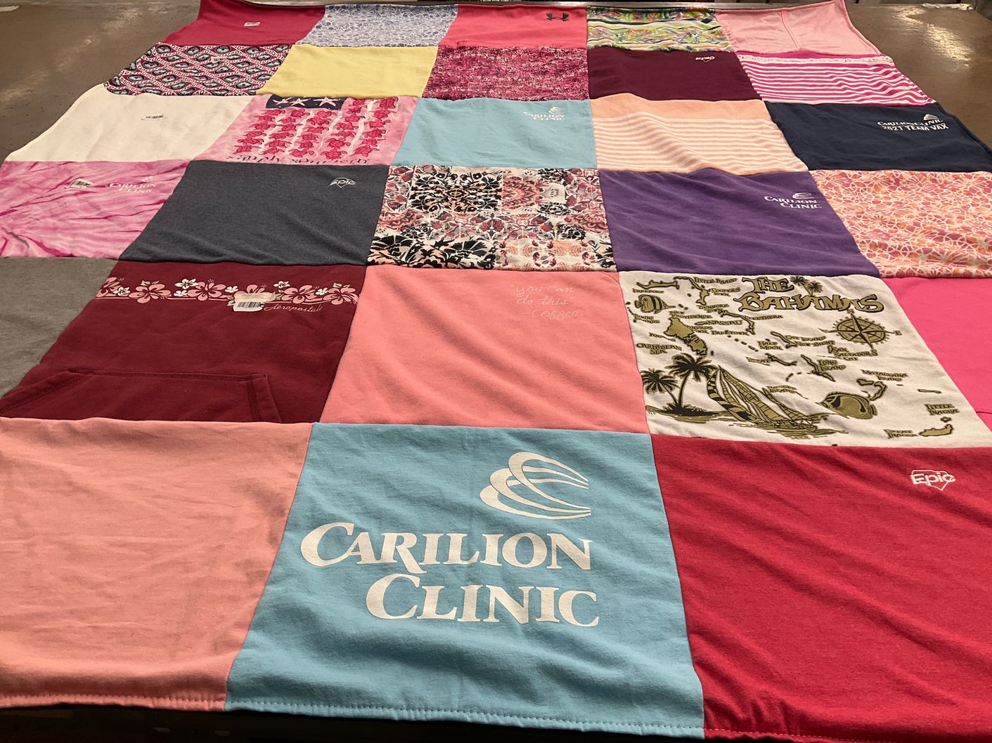 T-shirt quilt with travel, health themes by Kimberly from VA