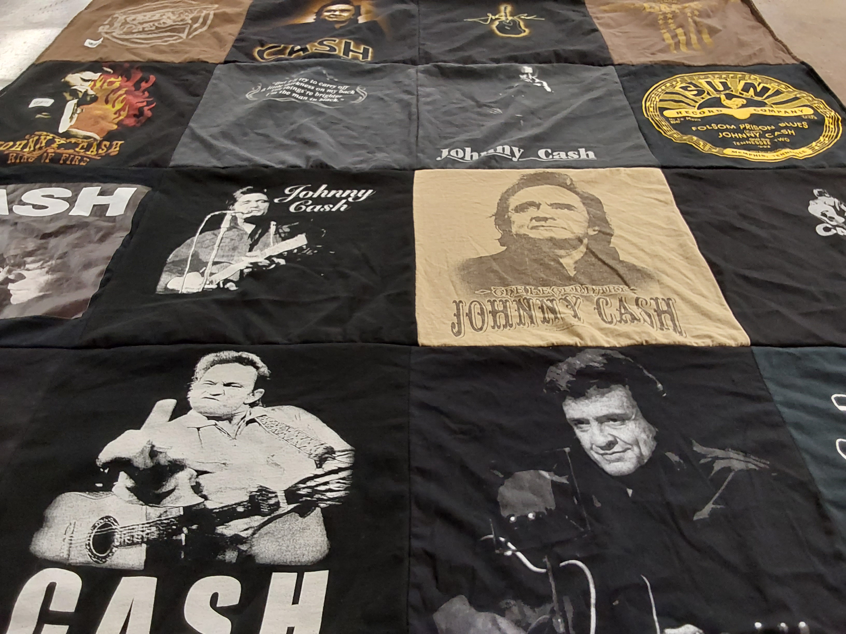 T-shirt quilt with music, country music themes by Andrew from OR