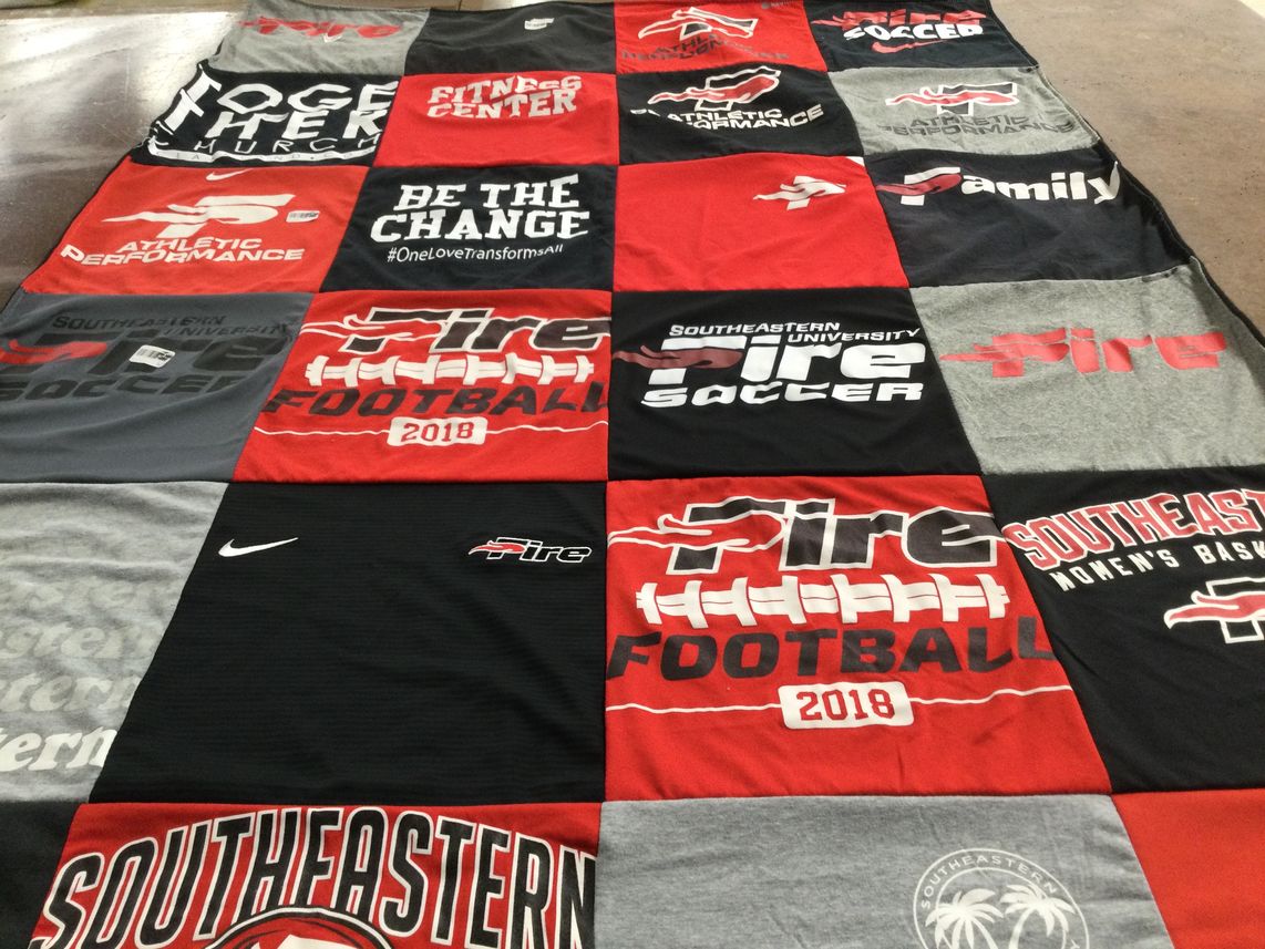T-shirt quilt featuring southeastern university soccer, southeastern university women's basketball by Allison from LA