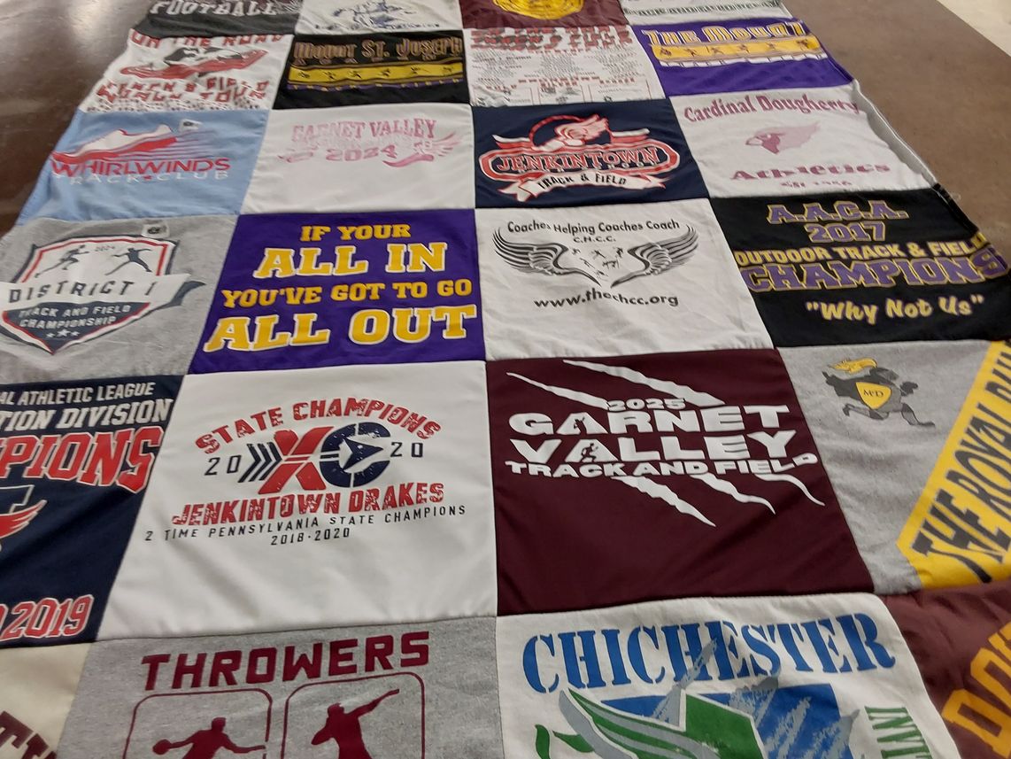 T-shirt quilt featuring garnet valley track and field, jenkintown drakes by clifton from DE