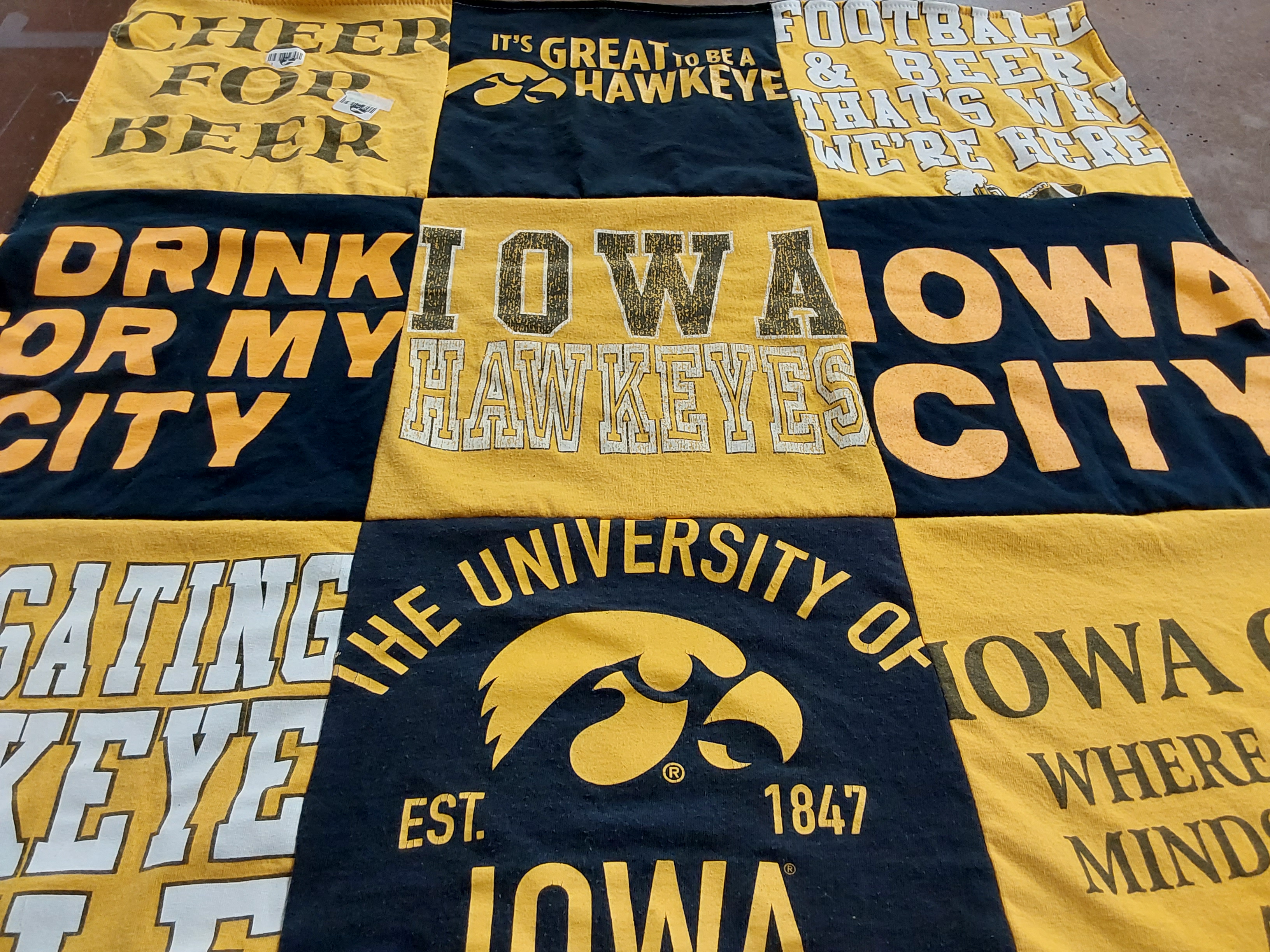 T-shirt quilt featuring iowa hawkeyes by Nicole from IL